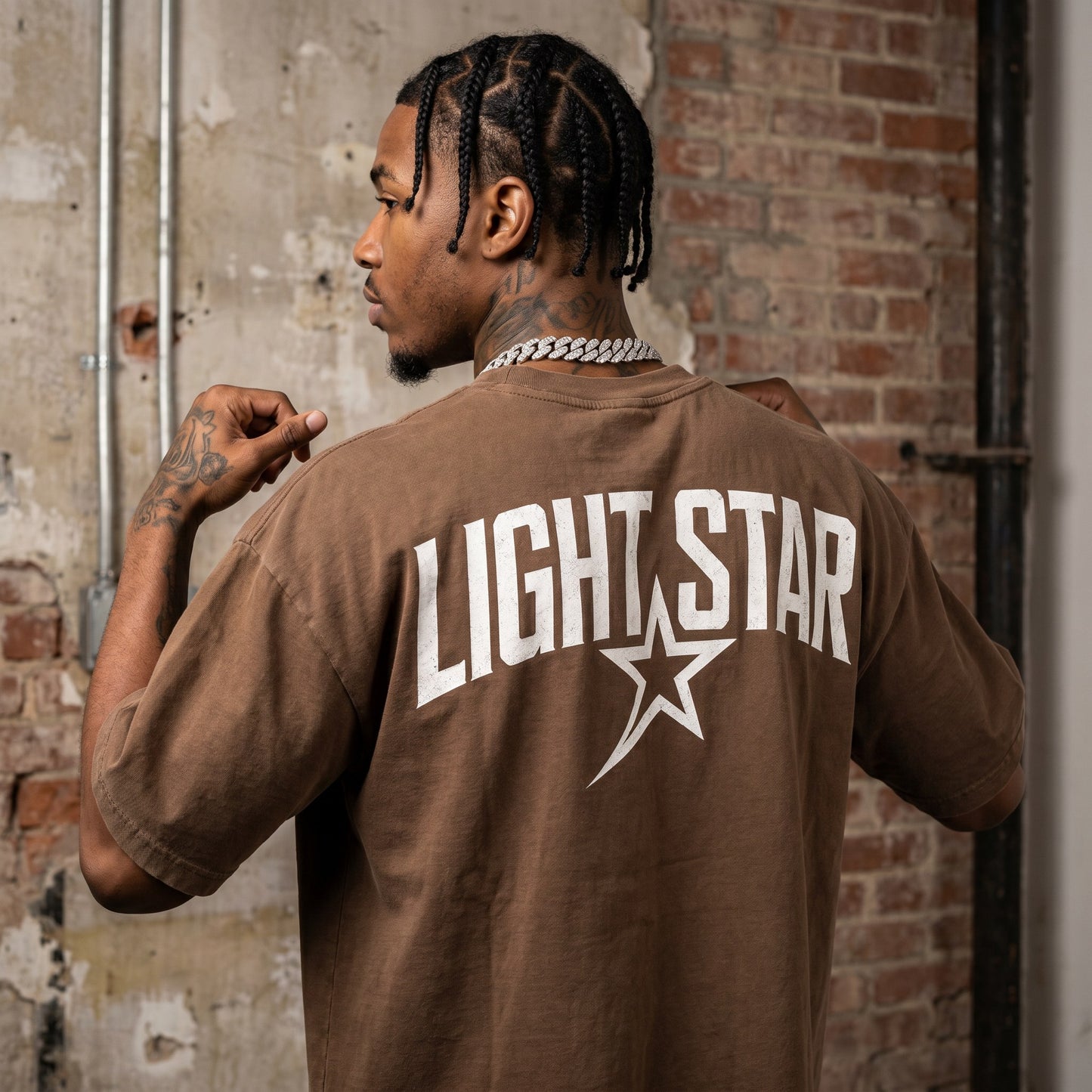 Patch Pocket Boxy Tee Faded Brown back