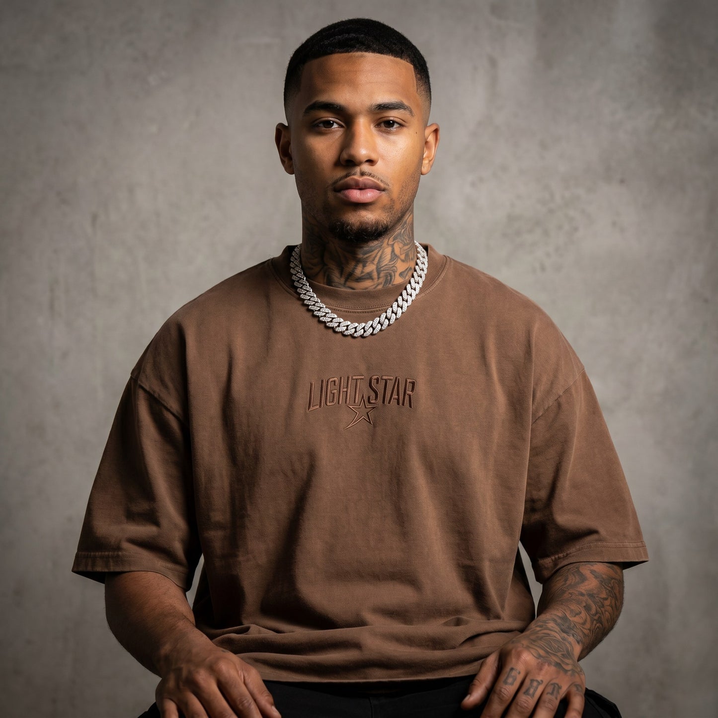 Patch Pocket Boxy Tee Faded Brown front