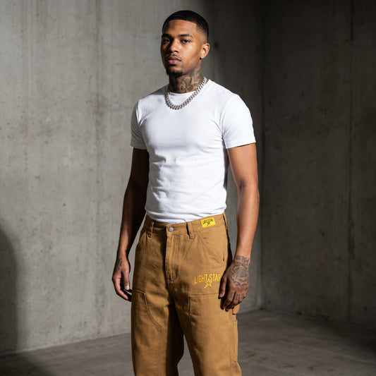 Raw Indigo Baggy Jean Carpenter Tan front