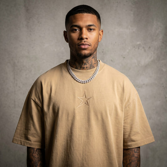 Reflective Print Heavy Tee Desert Sand front