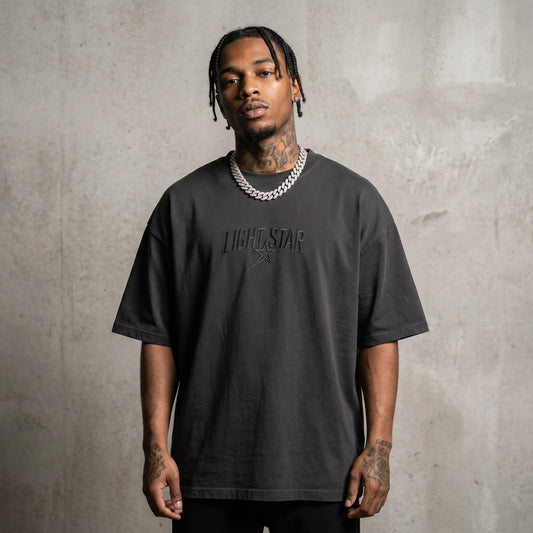 Reverse Box Heavy Tee Charcoal front