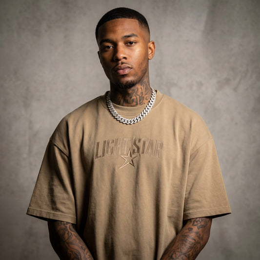 Reverse Weave Heavy Tee Stone Khaki front