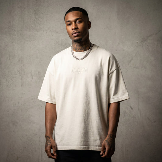 Side Slit Heavy Tee Bone White front