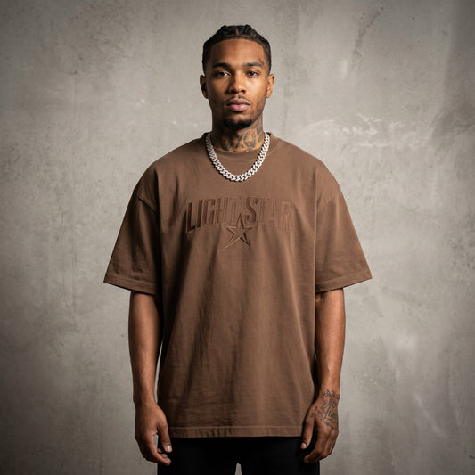 Star Patch Heavy Tee Faded Brown front
