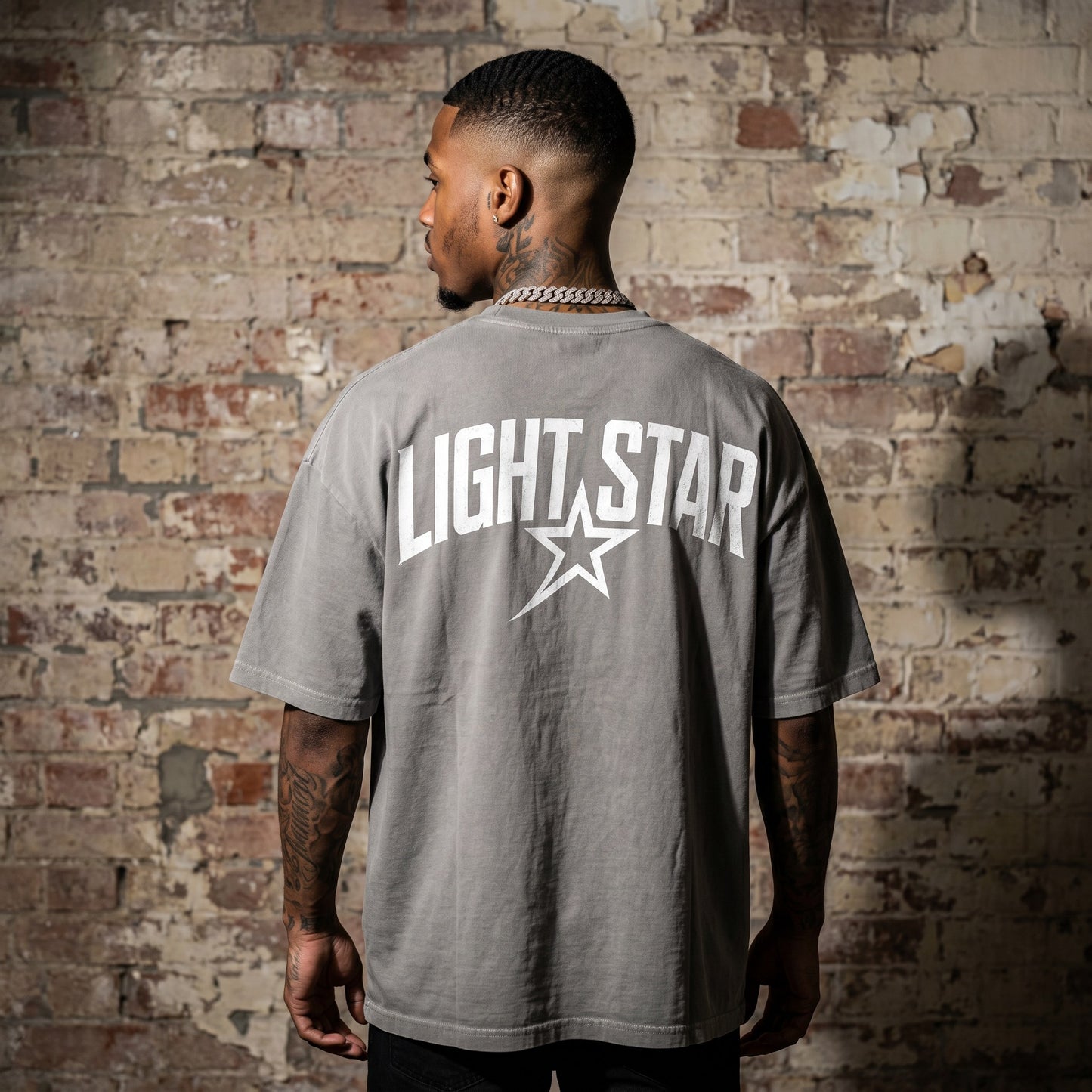 Stencil Star Heavy Tee Acid Wash Grey back