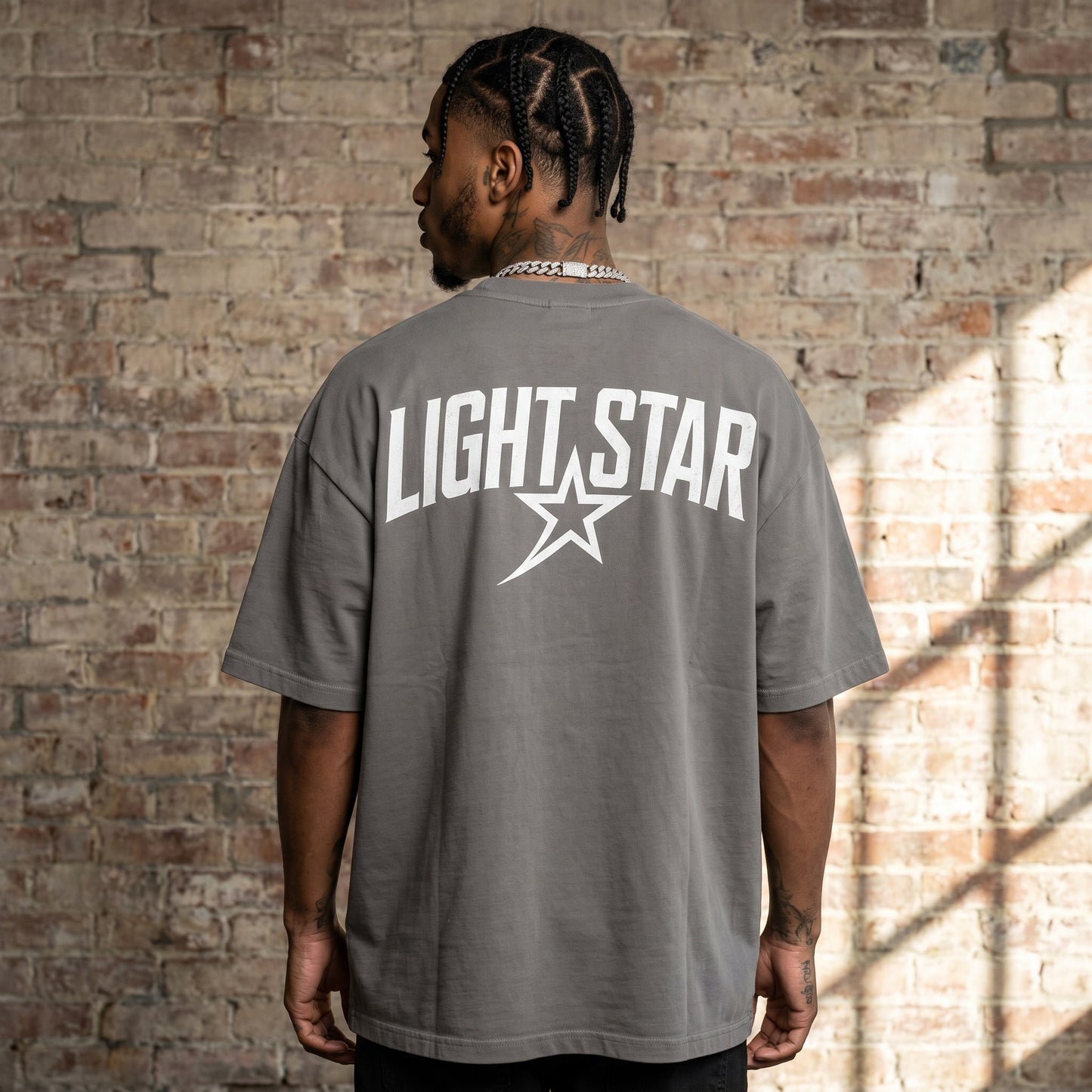 Stencil Star Heavy Tee Cement Grey back