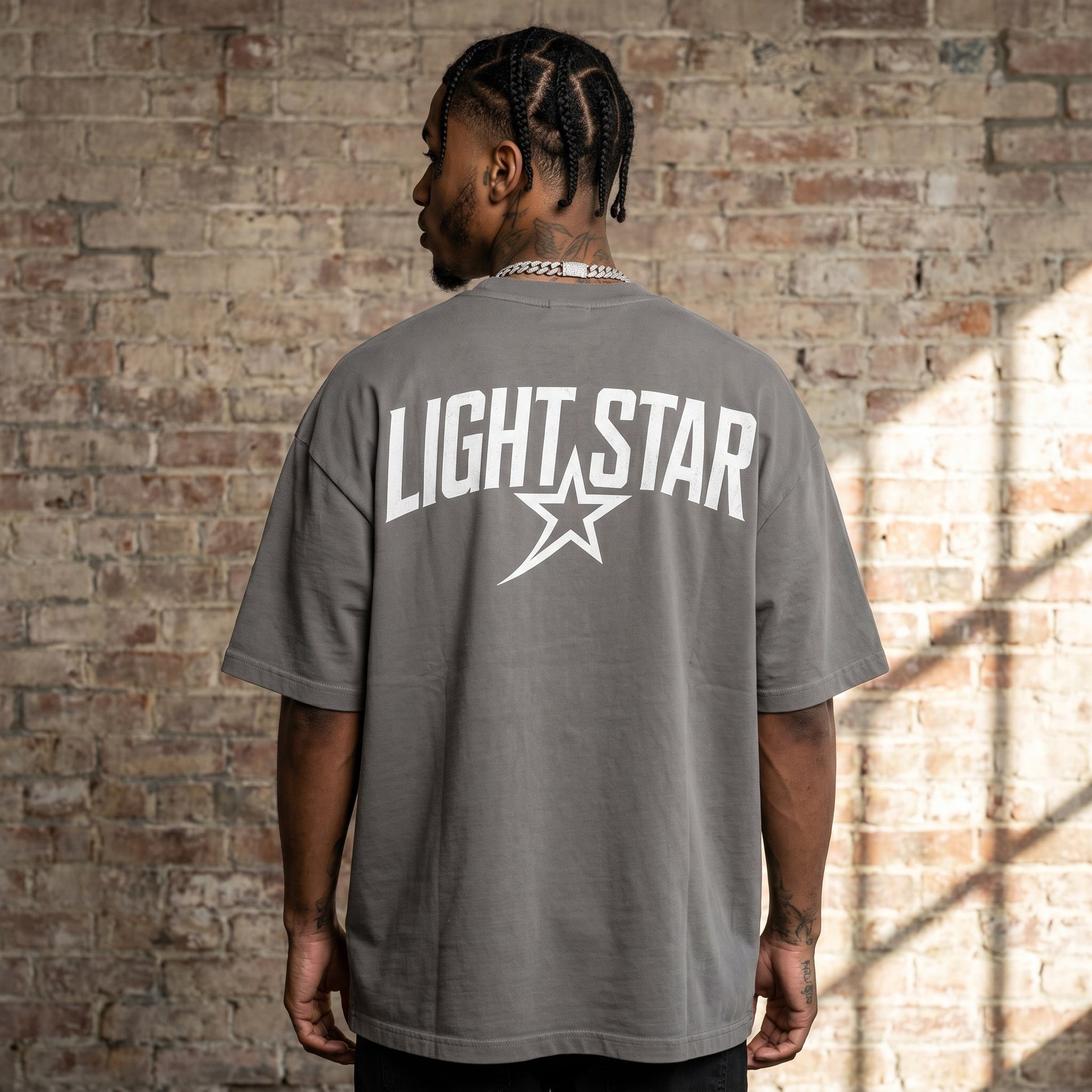 Stencil Star Heavy Tee Cement Grey back