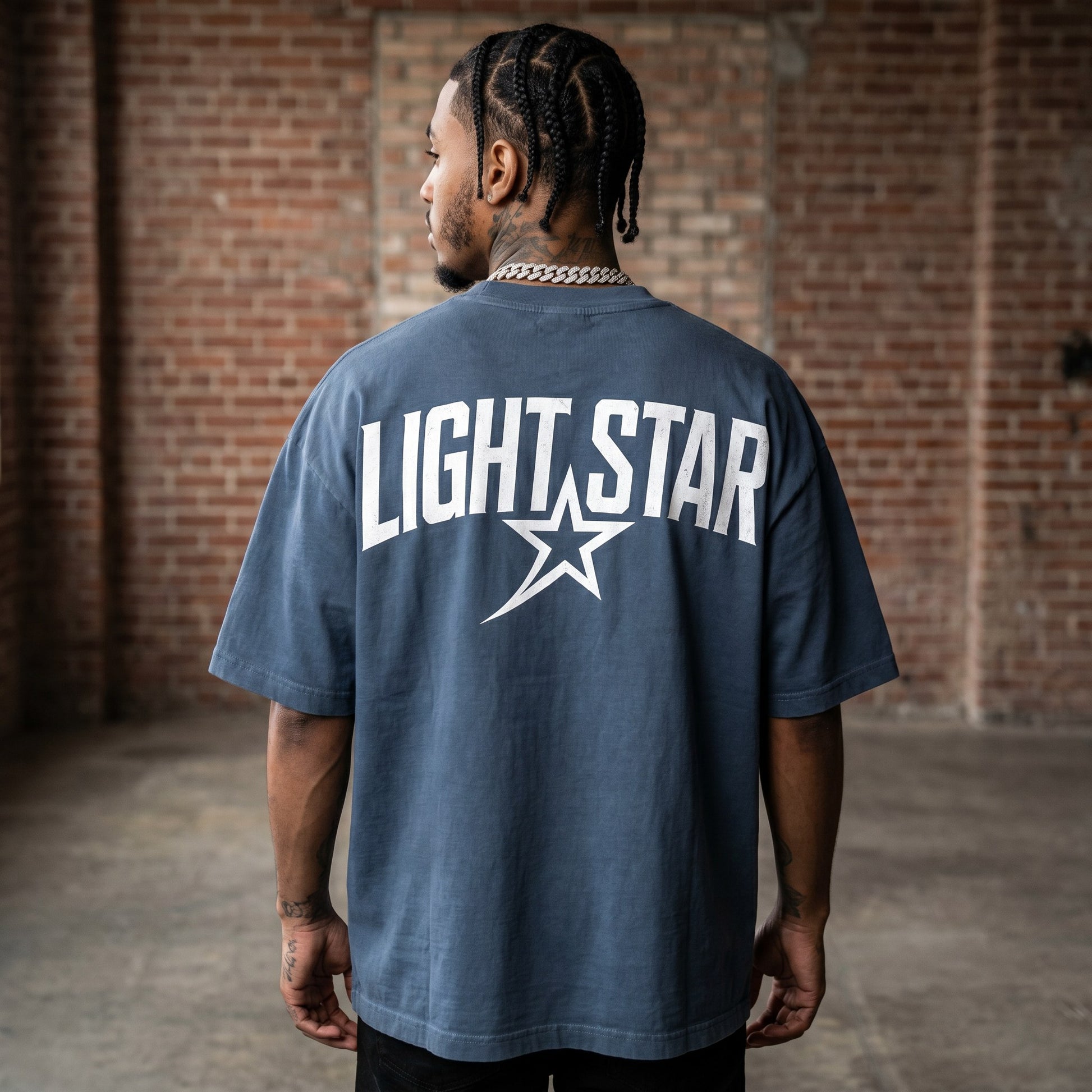 Stencil Star Heavy Tee Slate Blue back