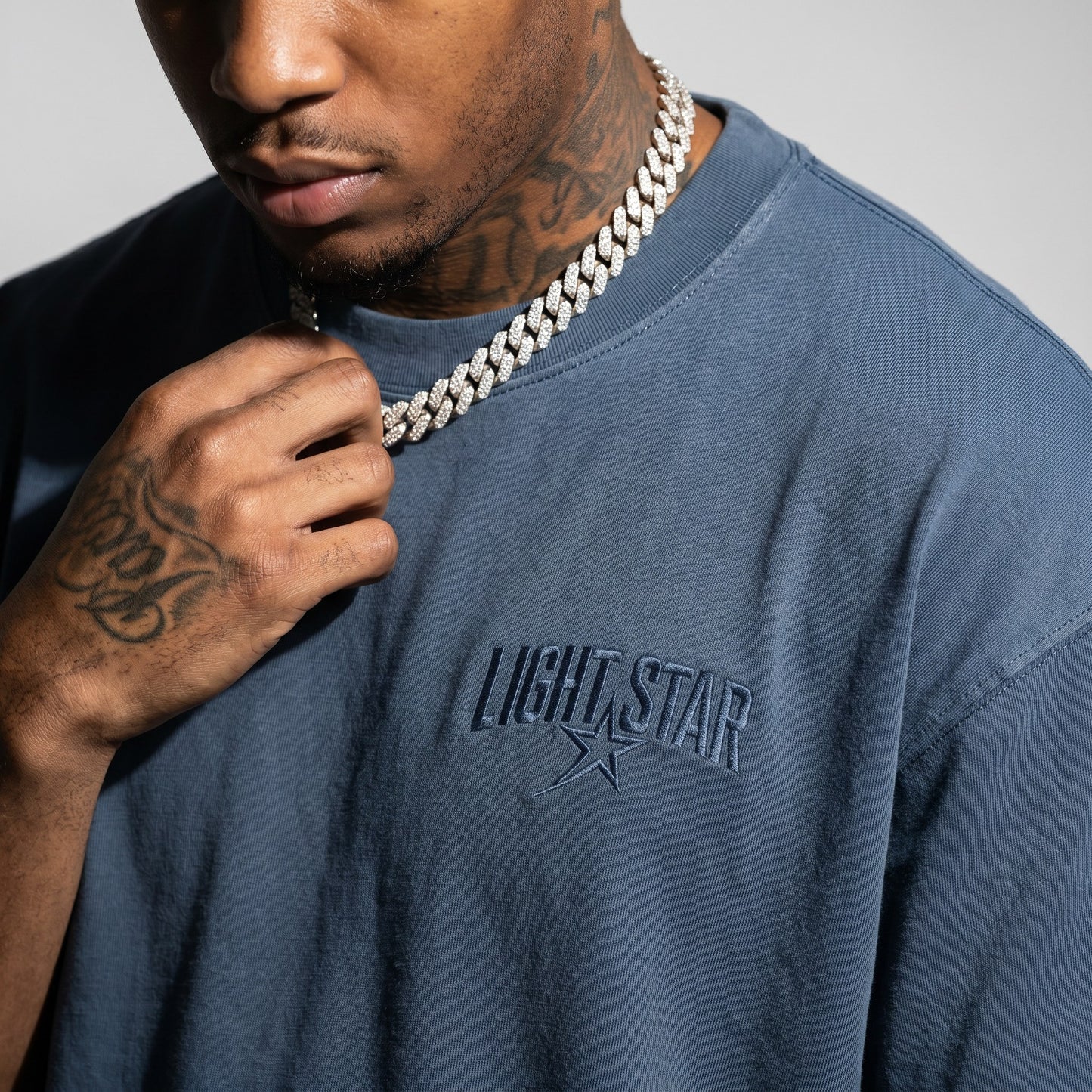 Stencil Star Heavy Tee Slate Blue detail