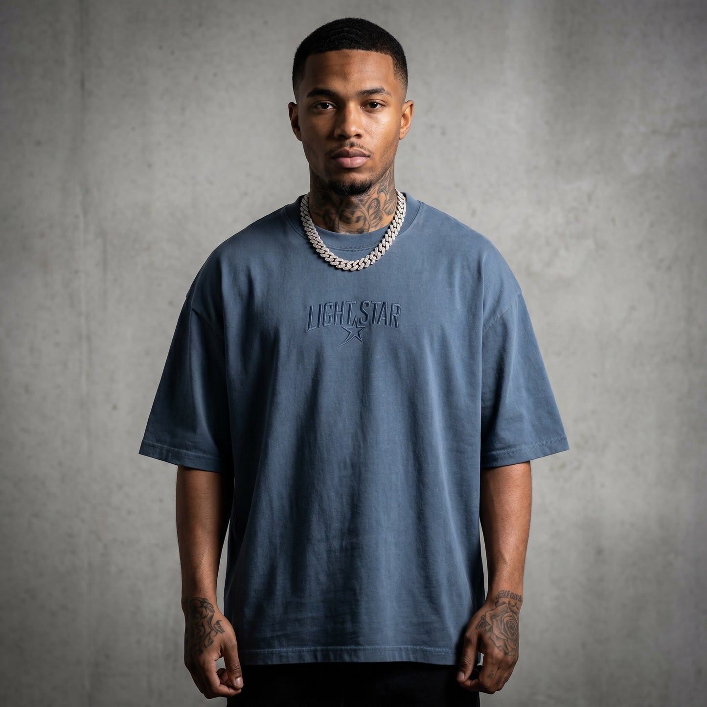 Stencil Star Heavy Tee Slate Blue front