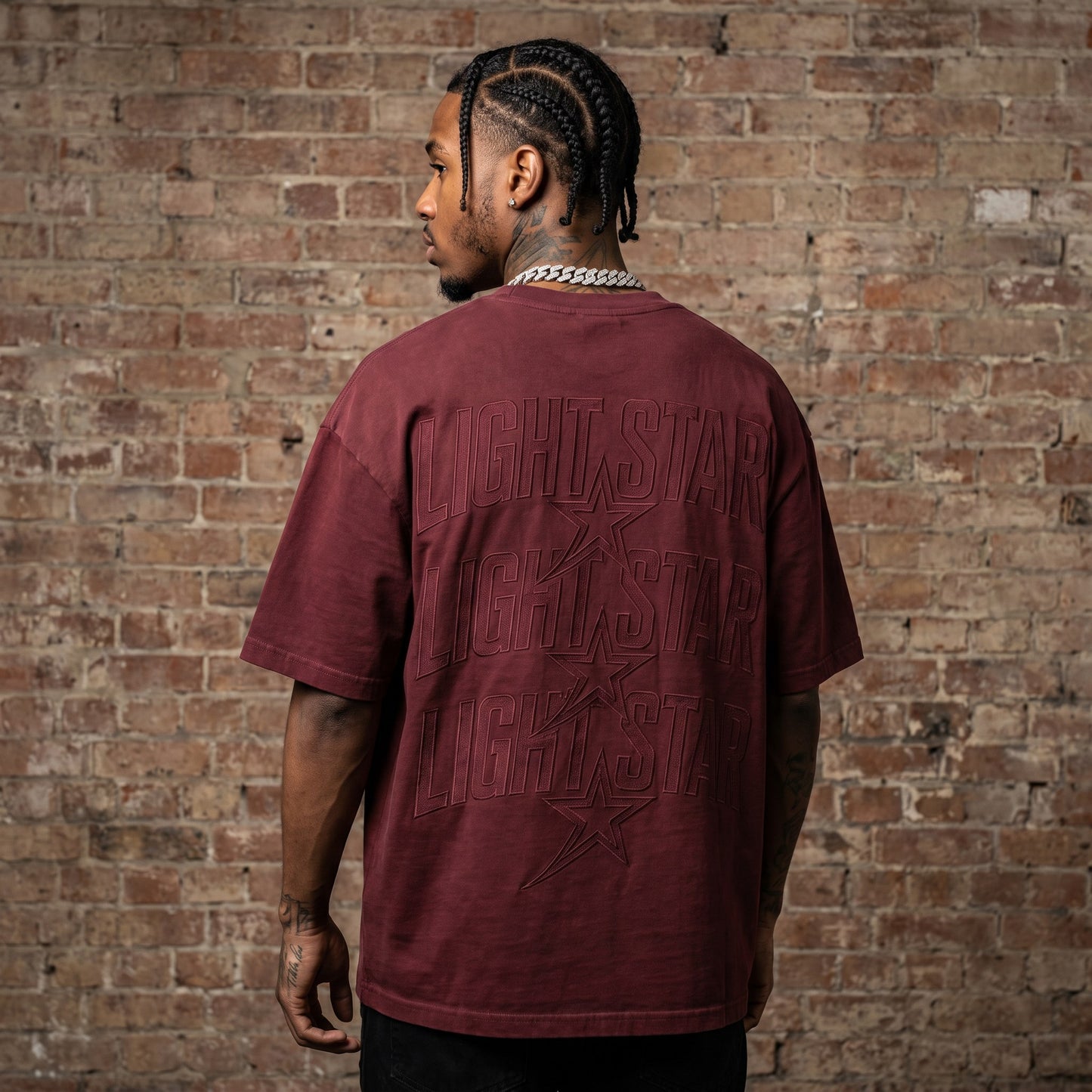 Stencil Star Heavy Tee Washed Burgundy back