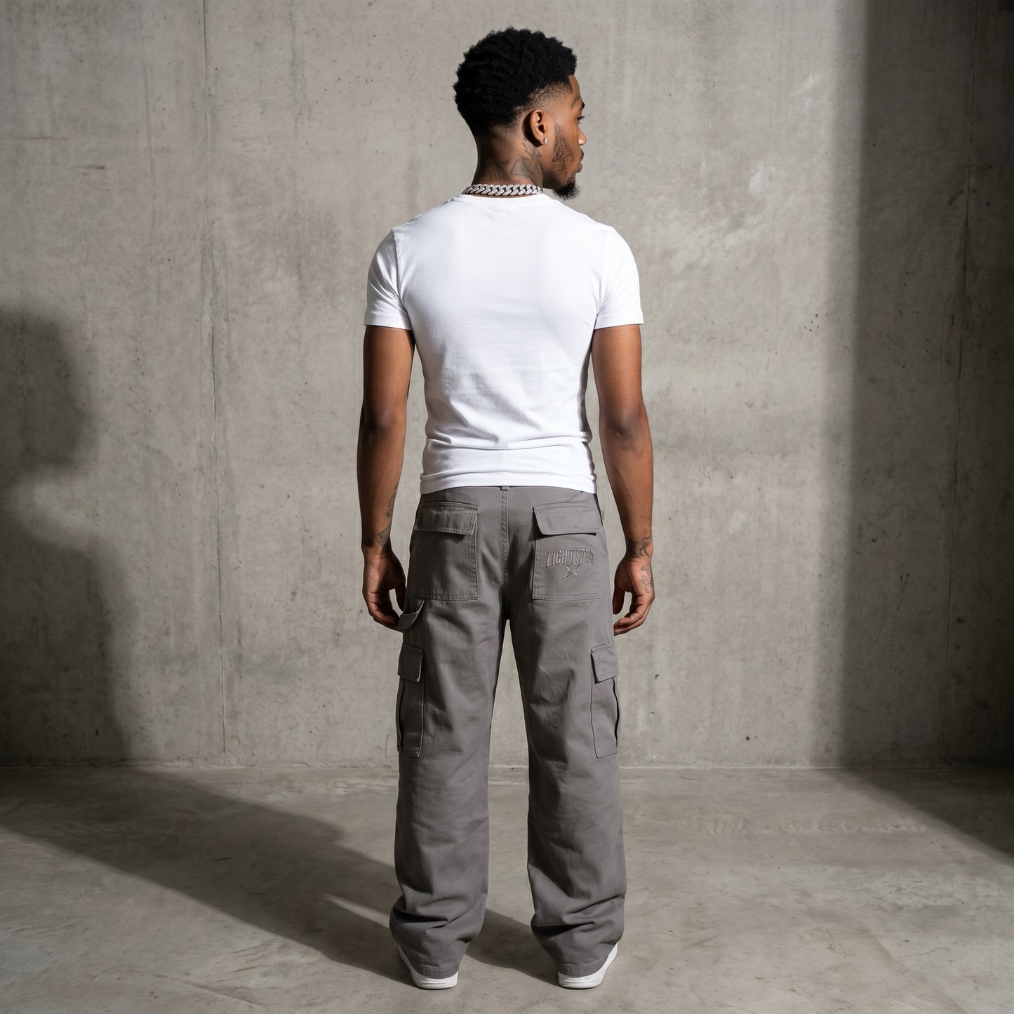 Streetwear Cargo Pant Concrete Grey back