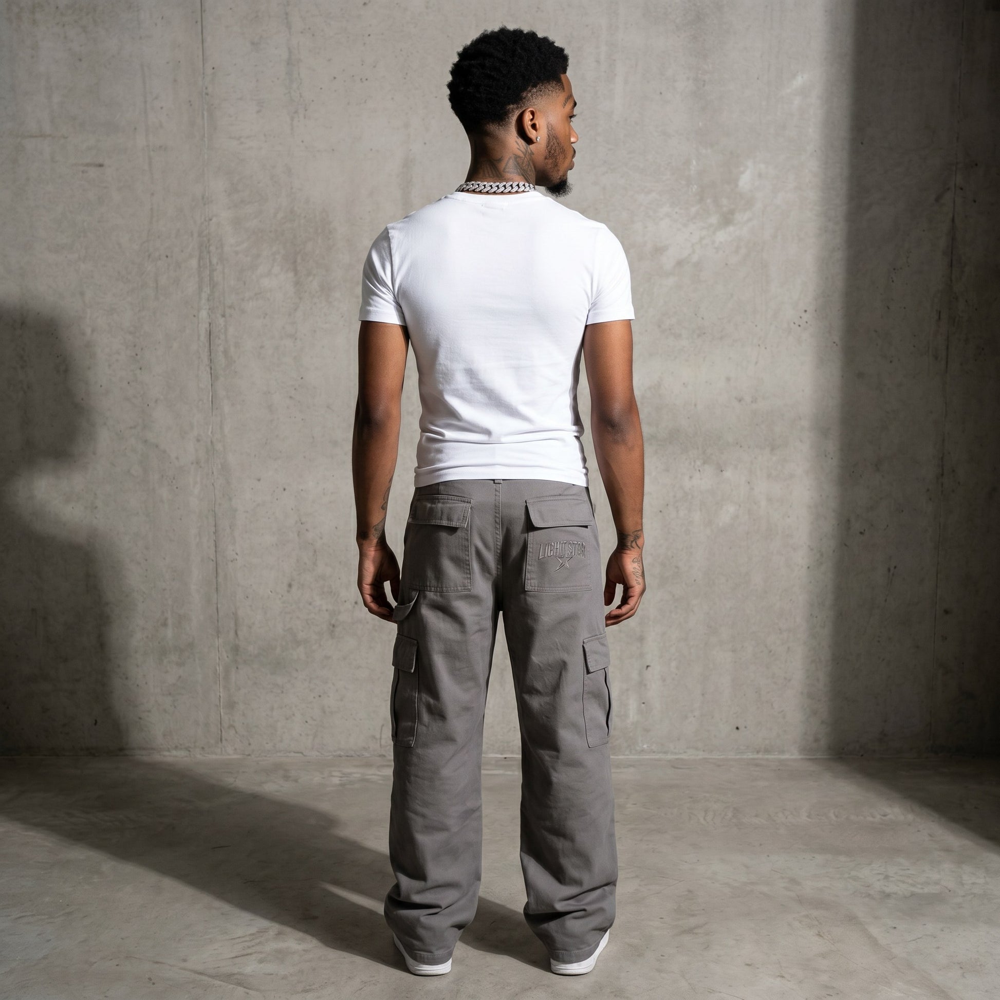 Streetwear Cargo Pant Concrete Grey back