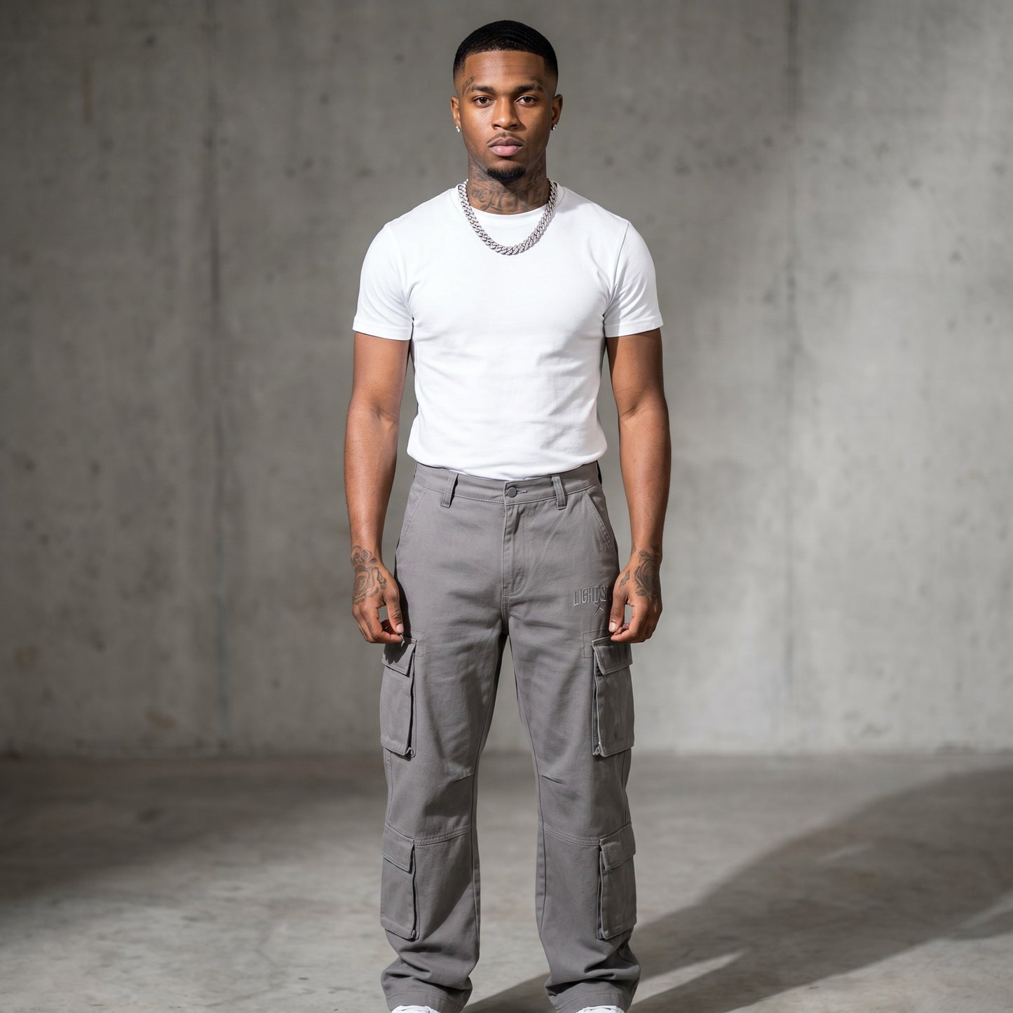 Streetwear Cargo Pant Concrete Grey front