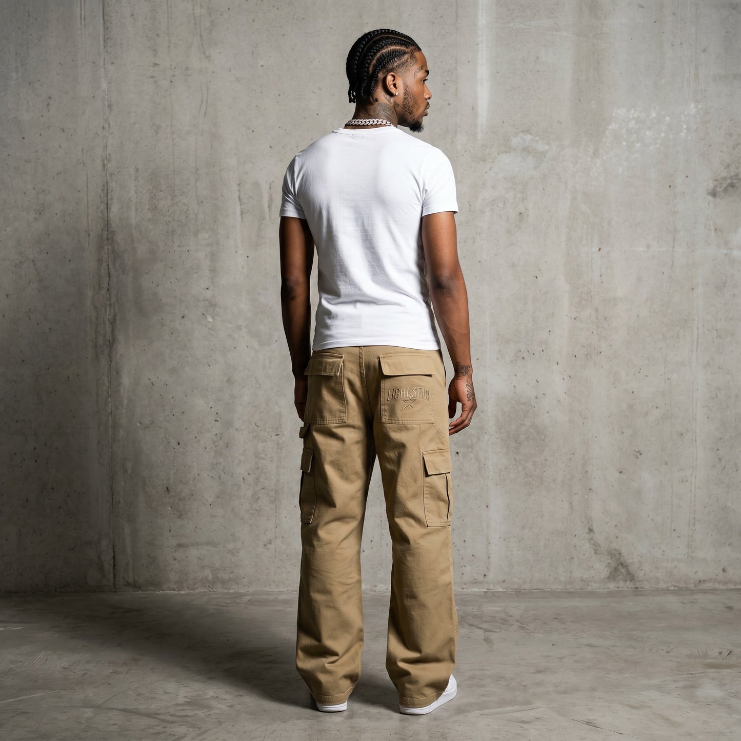 Streetwear Cargo Pant Khaki Sand back