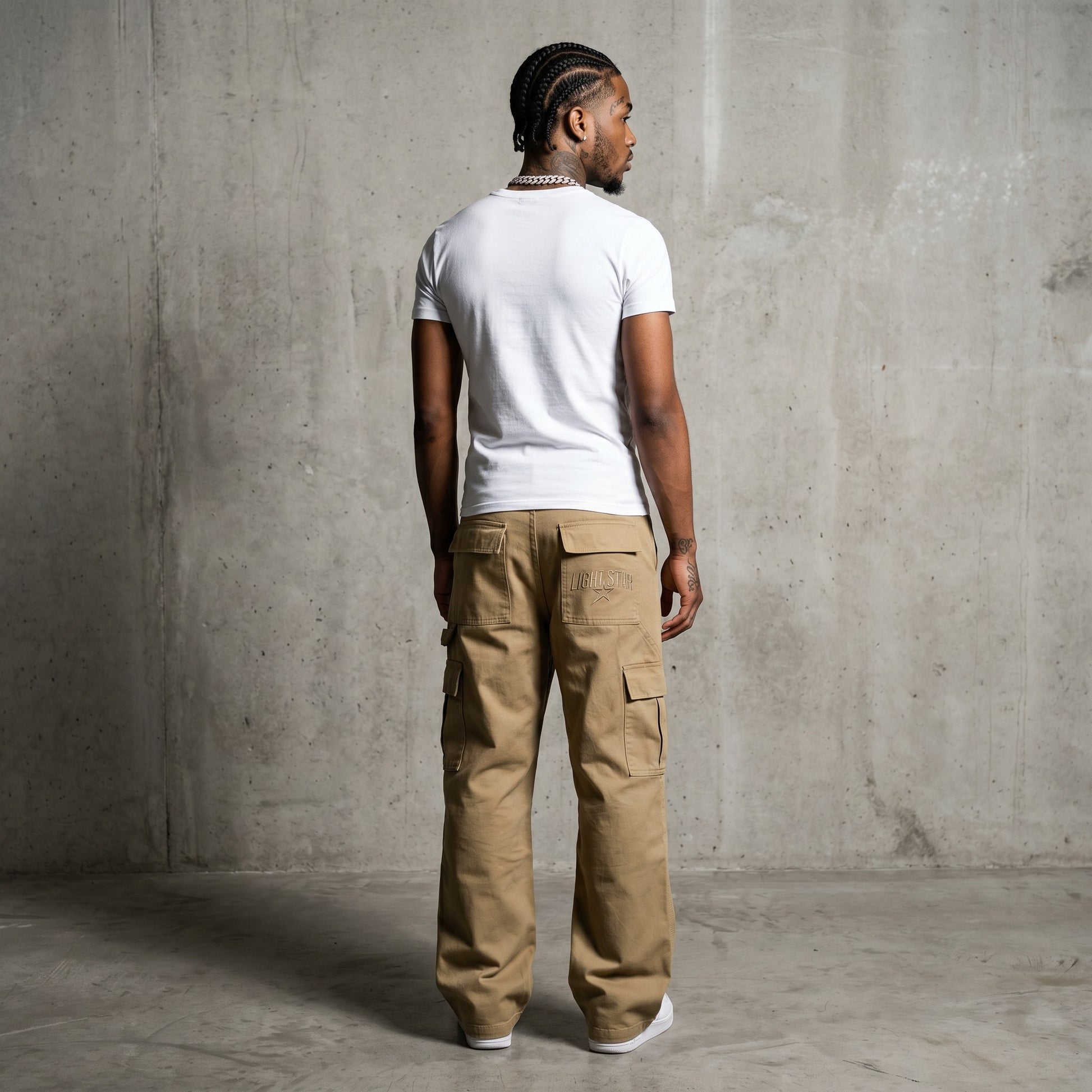Streetwear Cargo Pant Khaki Sand back