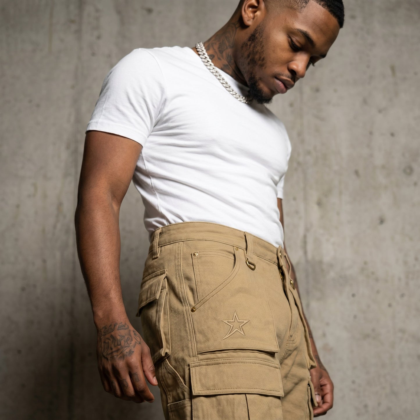 Streetwear Cargo Pant Khaki Sand detail