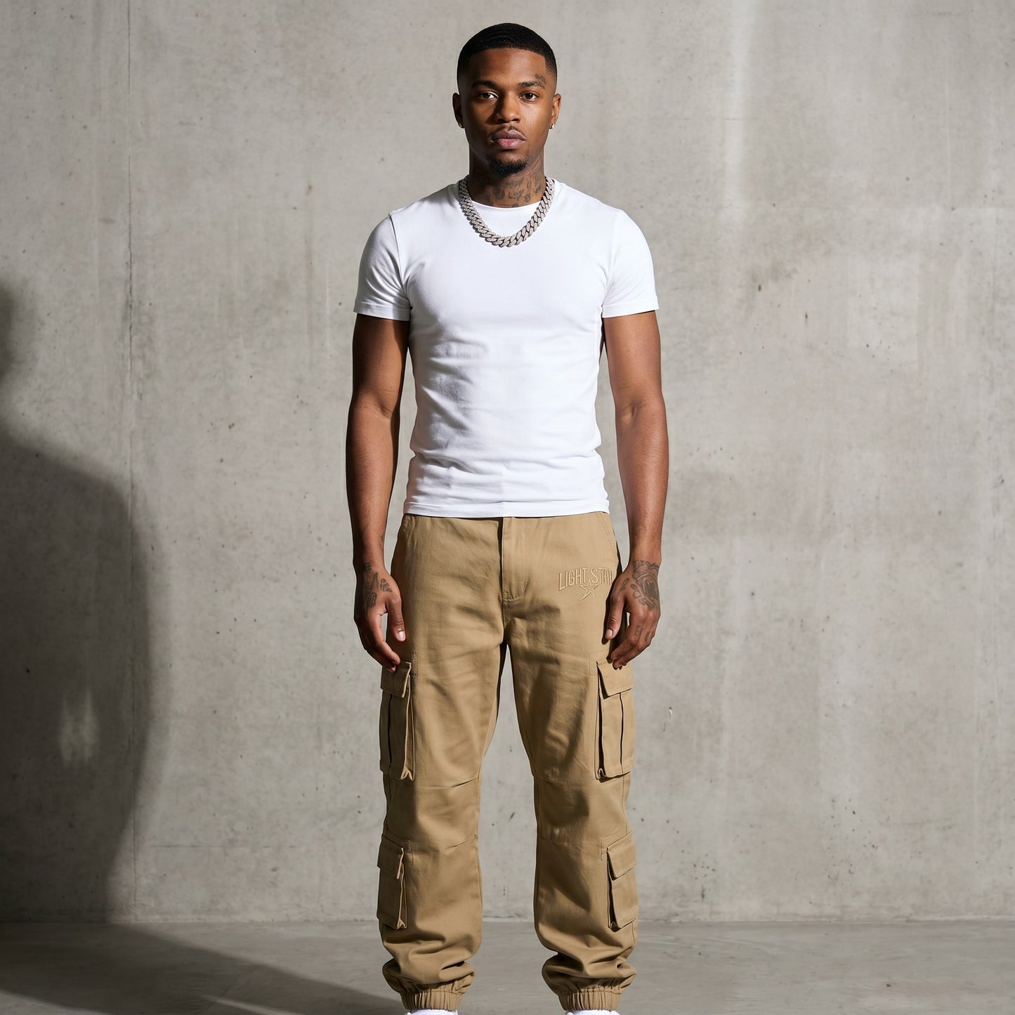Streetwear Cargo Pant Khaki Sand front