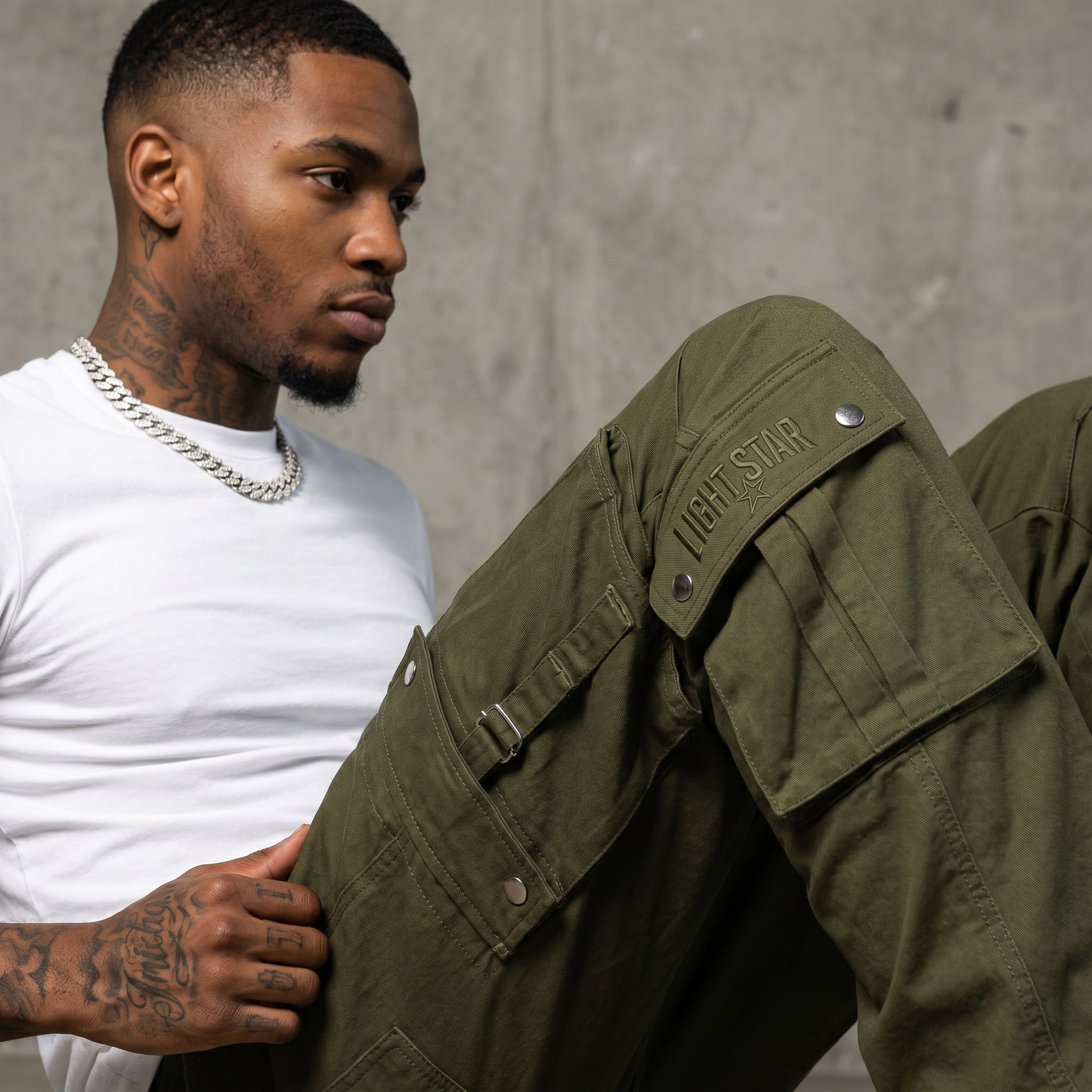 Streetwear Cargo Pant Olive Cargo detail