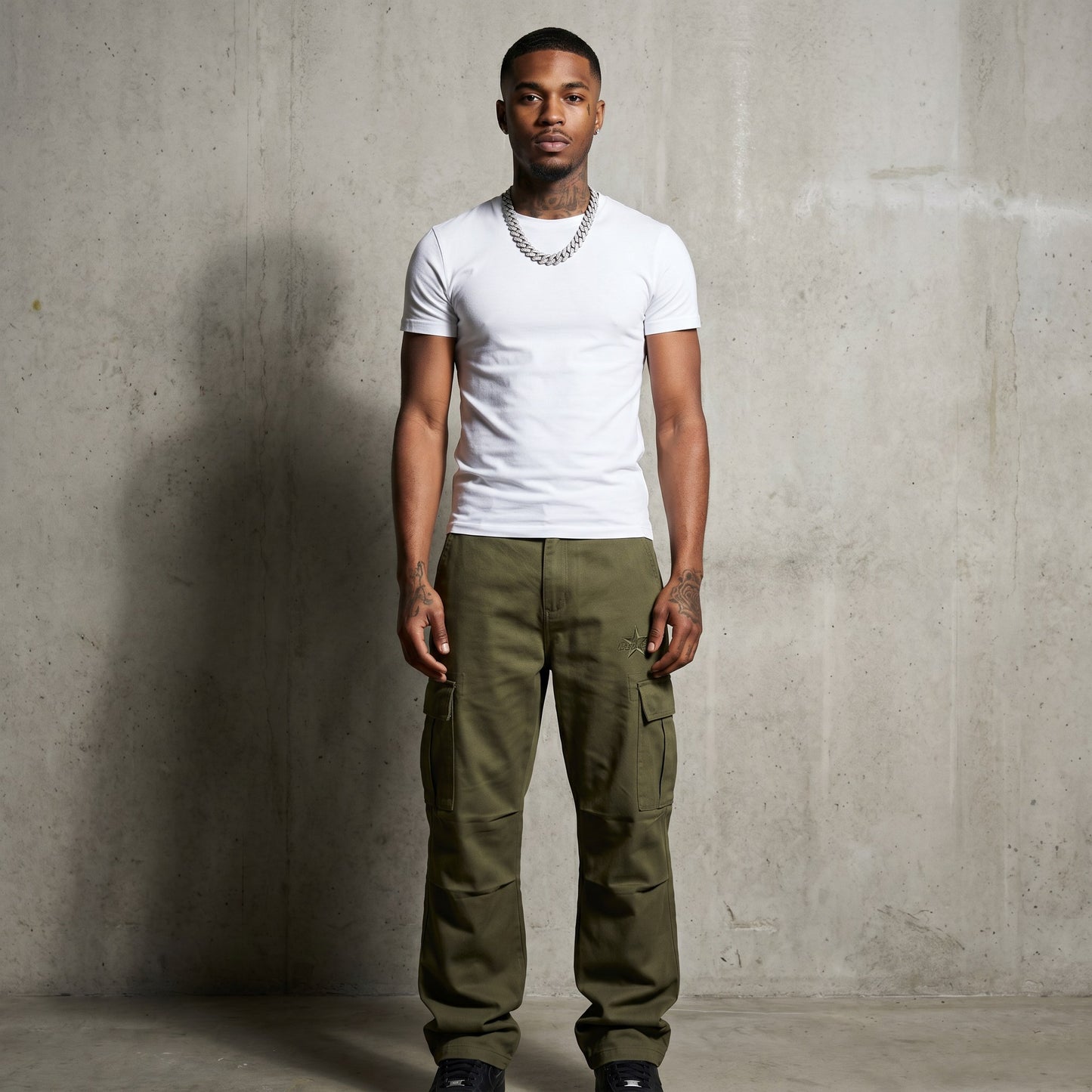 Streetwear Cargo Pant Olive Cargo front