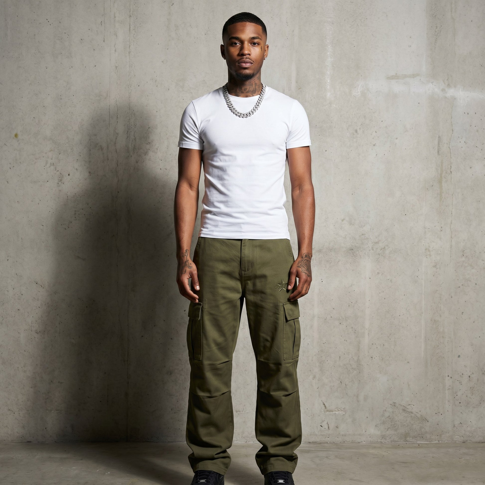 Streetwear Cargo Pant Olive Cargo front