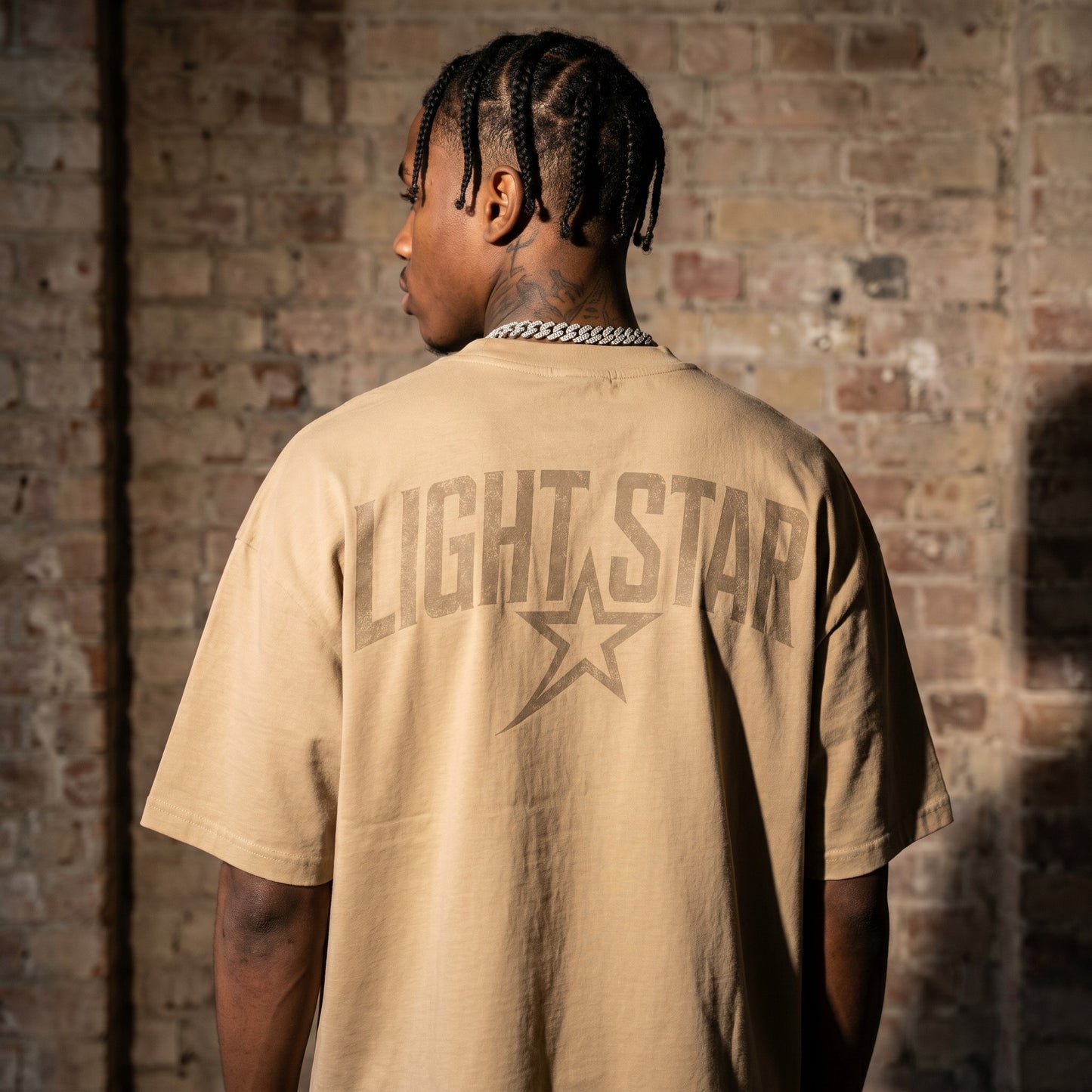 Striped Heavy Tee Desert Sand back