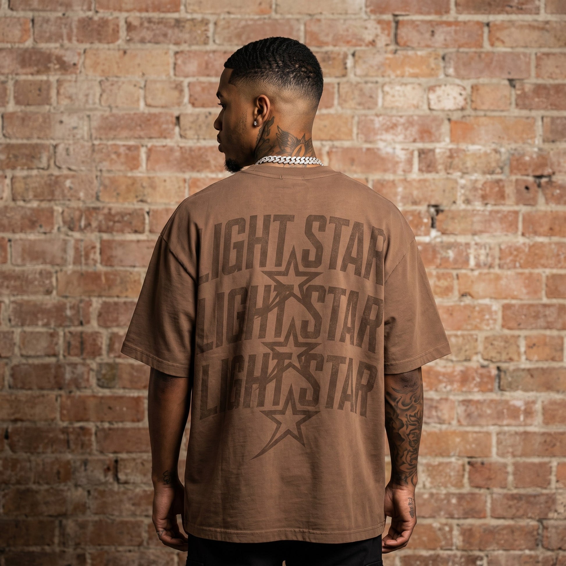 Striped Heavy Tee Faded Brown back