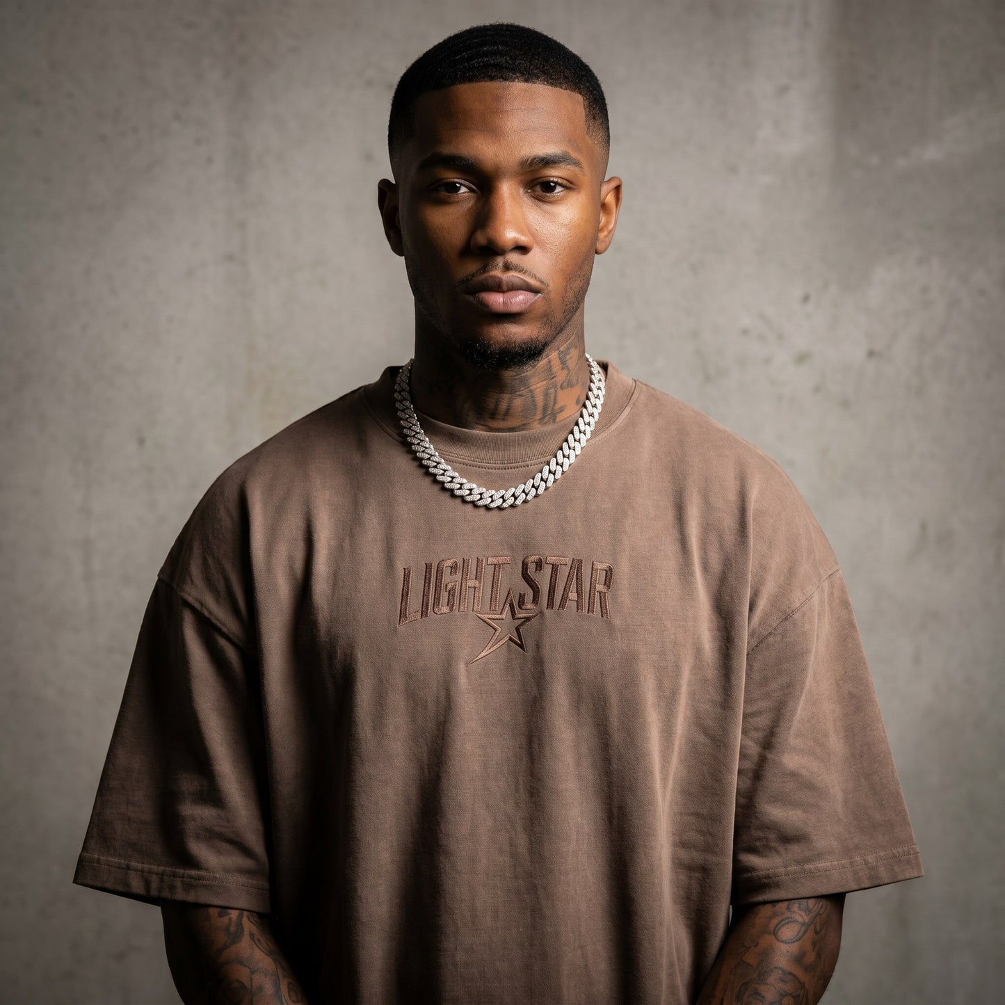 Striped Heavy Tee Faded Brown front