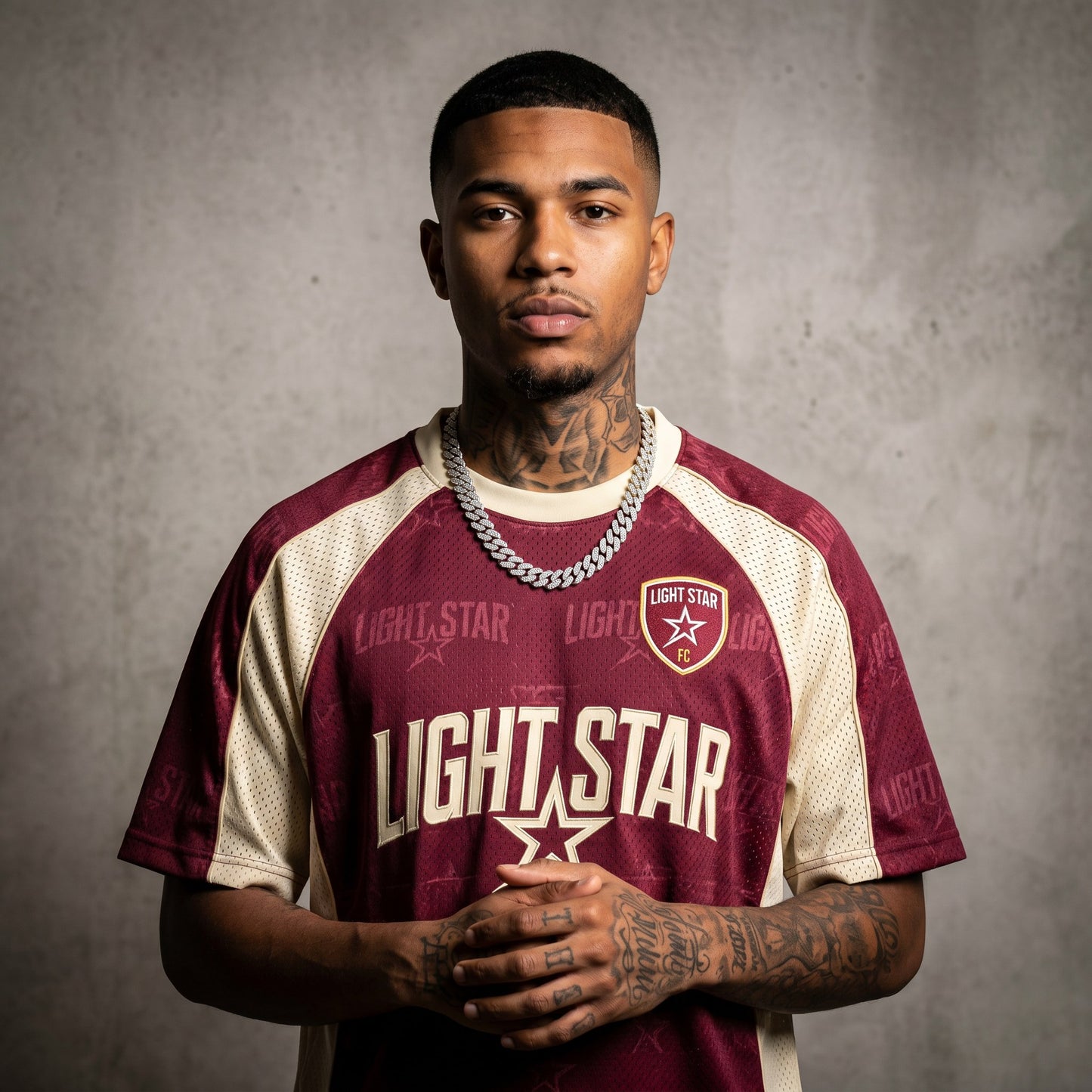 Striped Sleeve Football Shirt Burgundy/Cream front