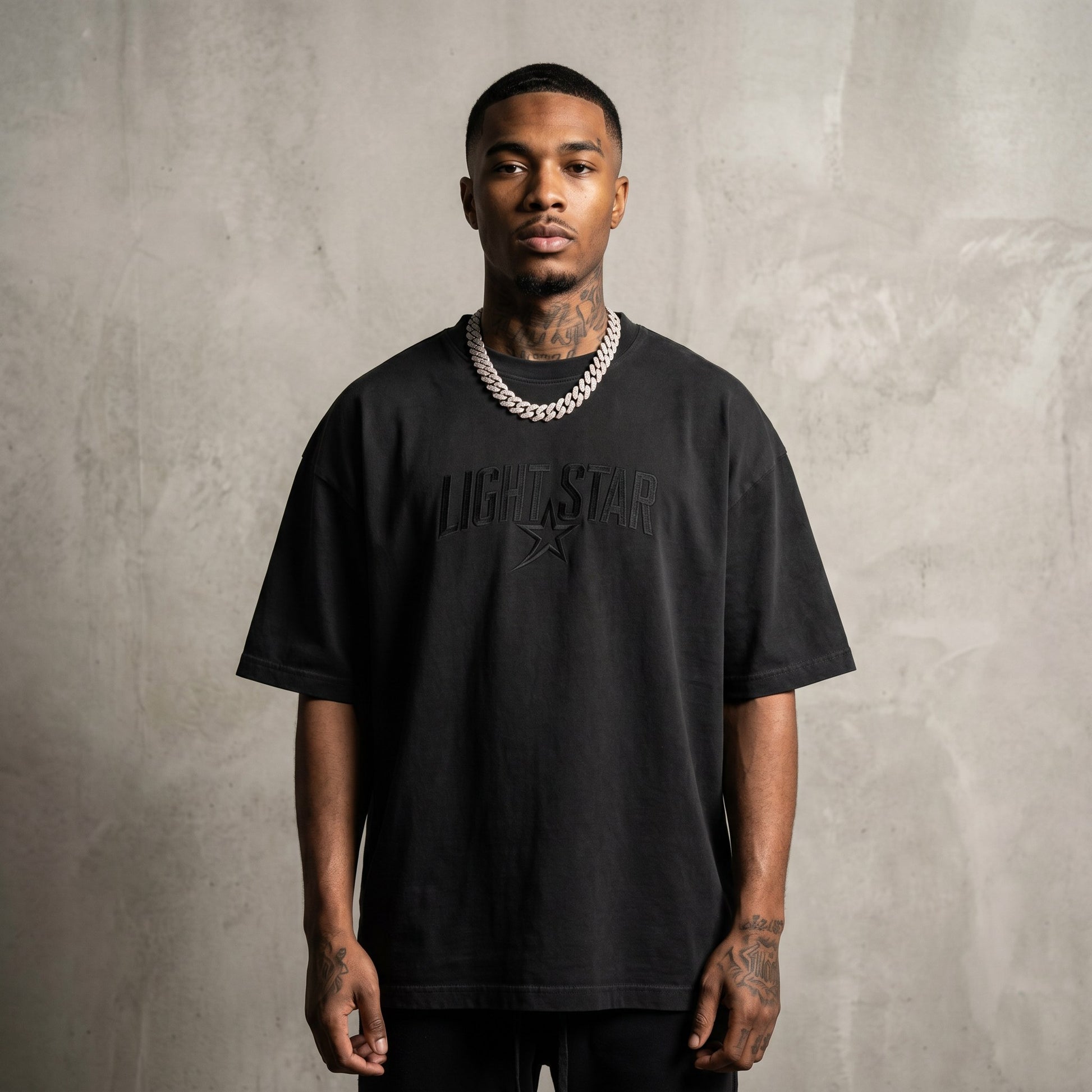 Striped Sleeve Heavy Tee Vintage Black front