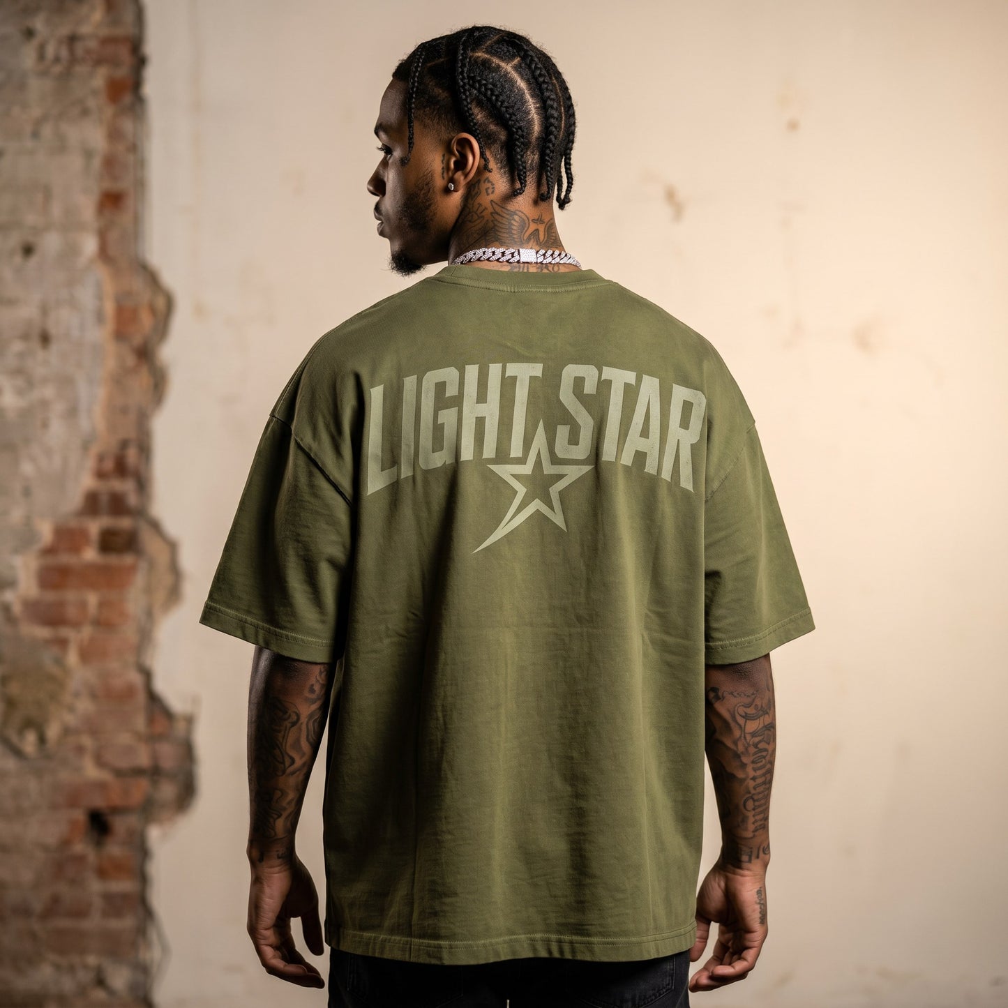 Sun Bleached Heavy Tee Olive Drab back