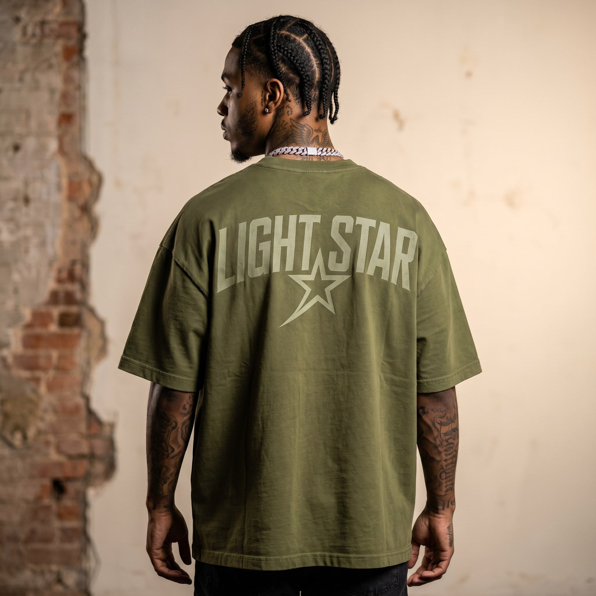 Sun Bleached Heavy Tee Olive Drab back