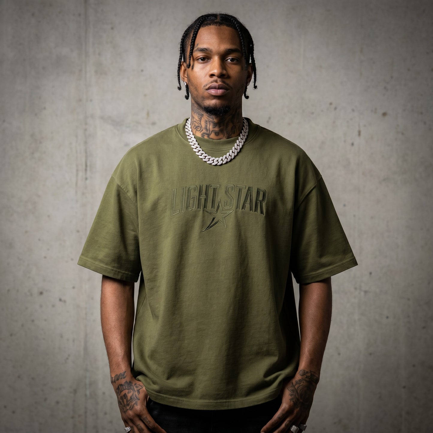 Sun Bleached Heavy Tee Olive Drab front