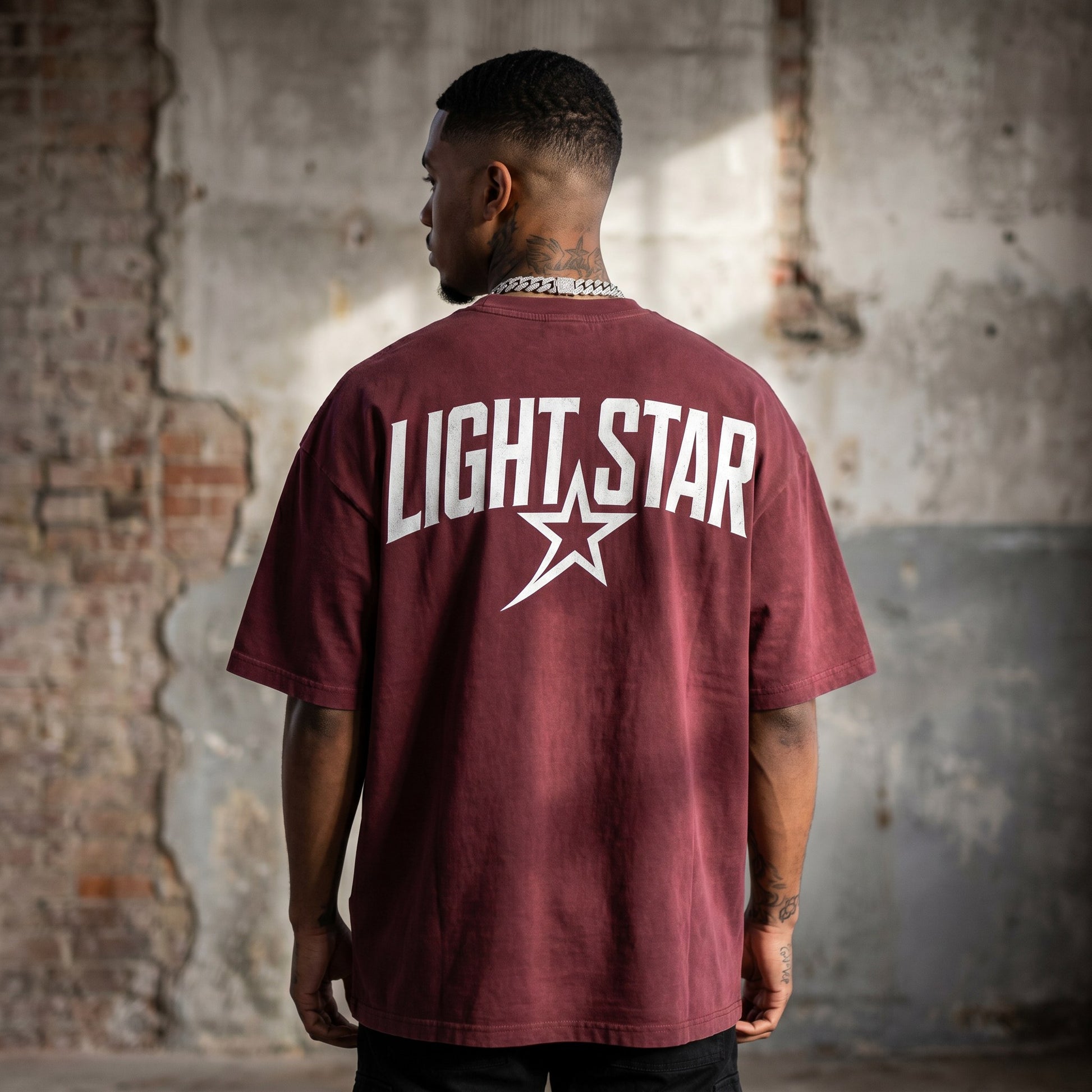 Sun Bleached Heavy Tee Washed Burgundy back