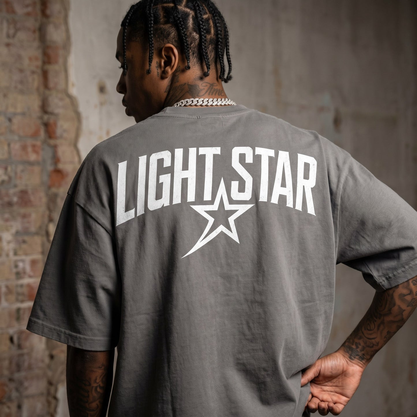 Sun Faded Boxy Tee Cement Grey back