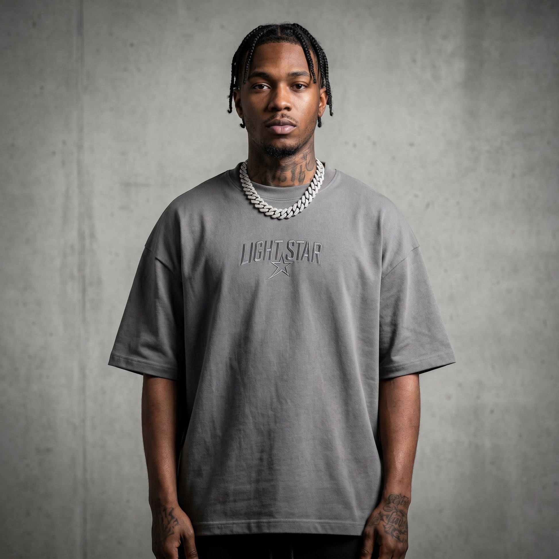 Sun Faded Boxy Tee Cement Grey front