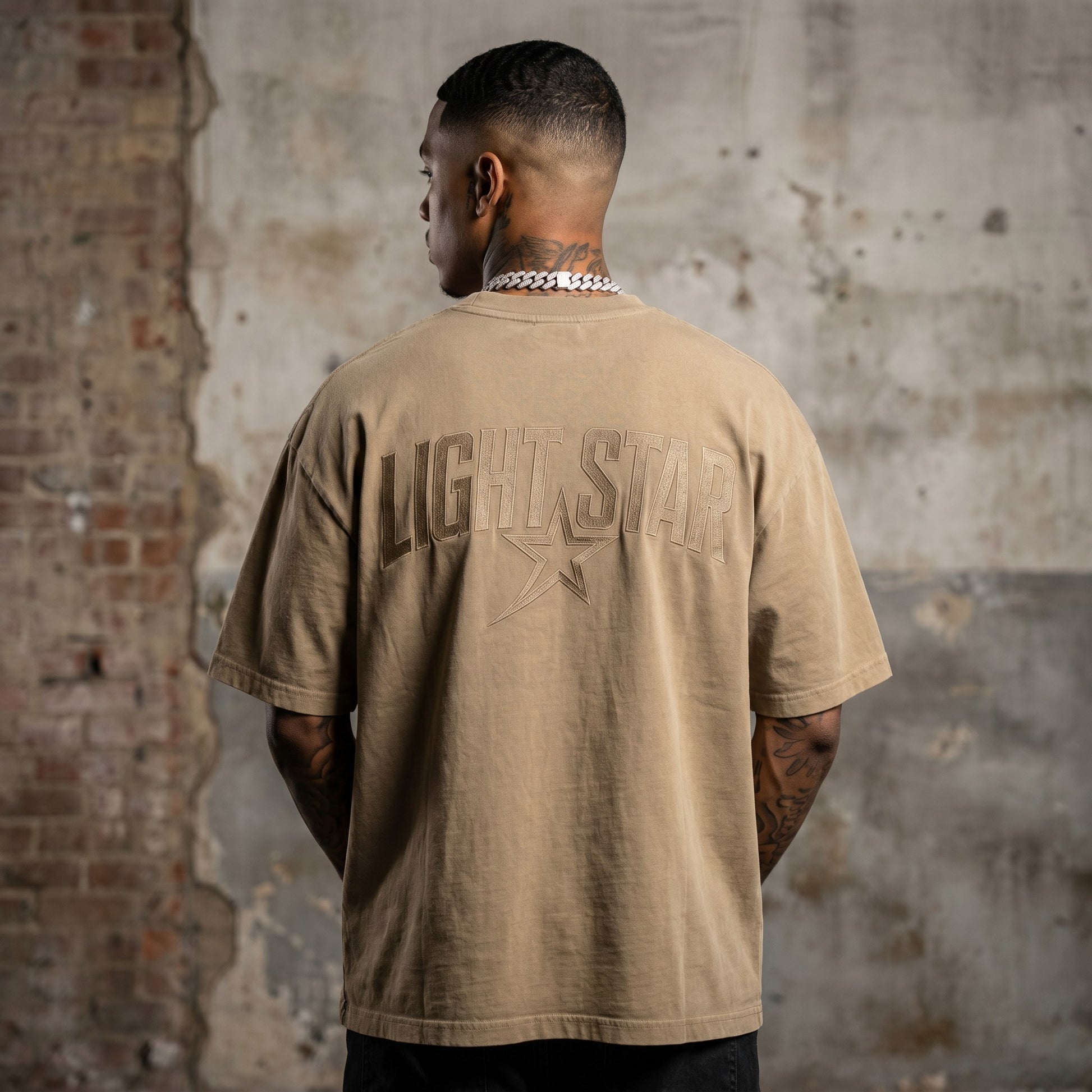 Sun Faded Boxy Tee Stone Khaki back
