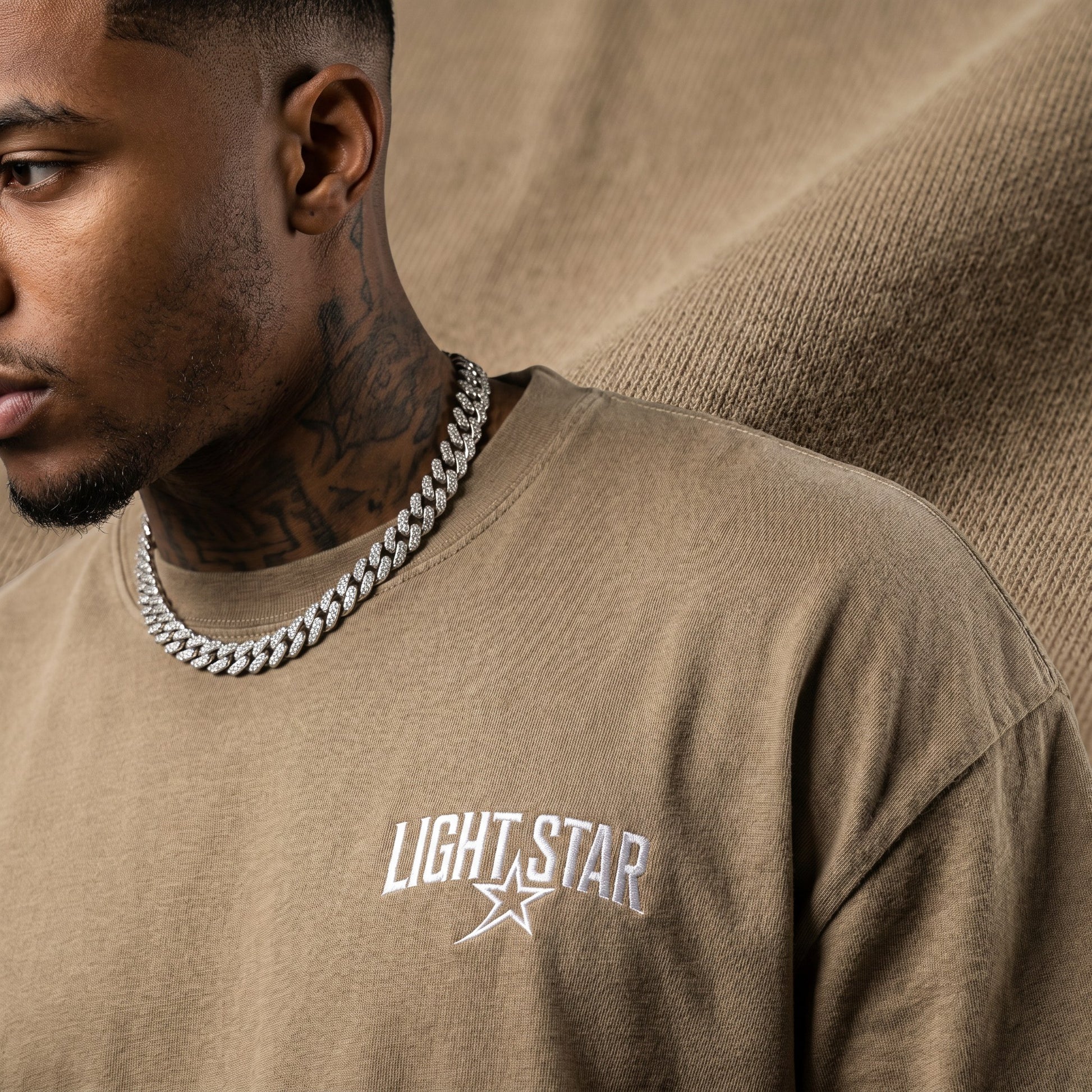 Sun Faded Boxy Tee Stone Khaki detail