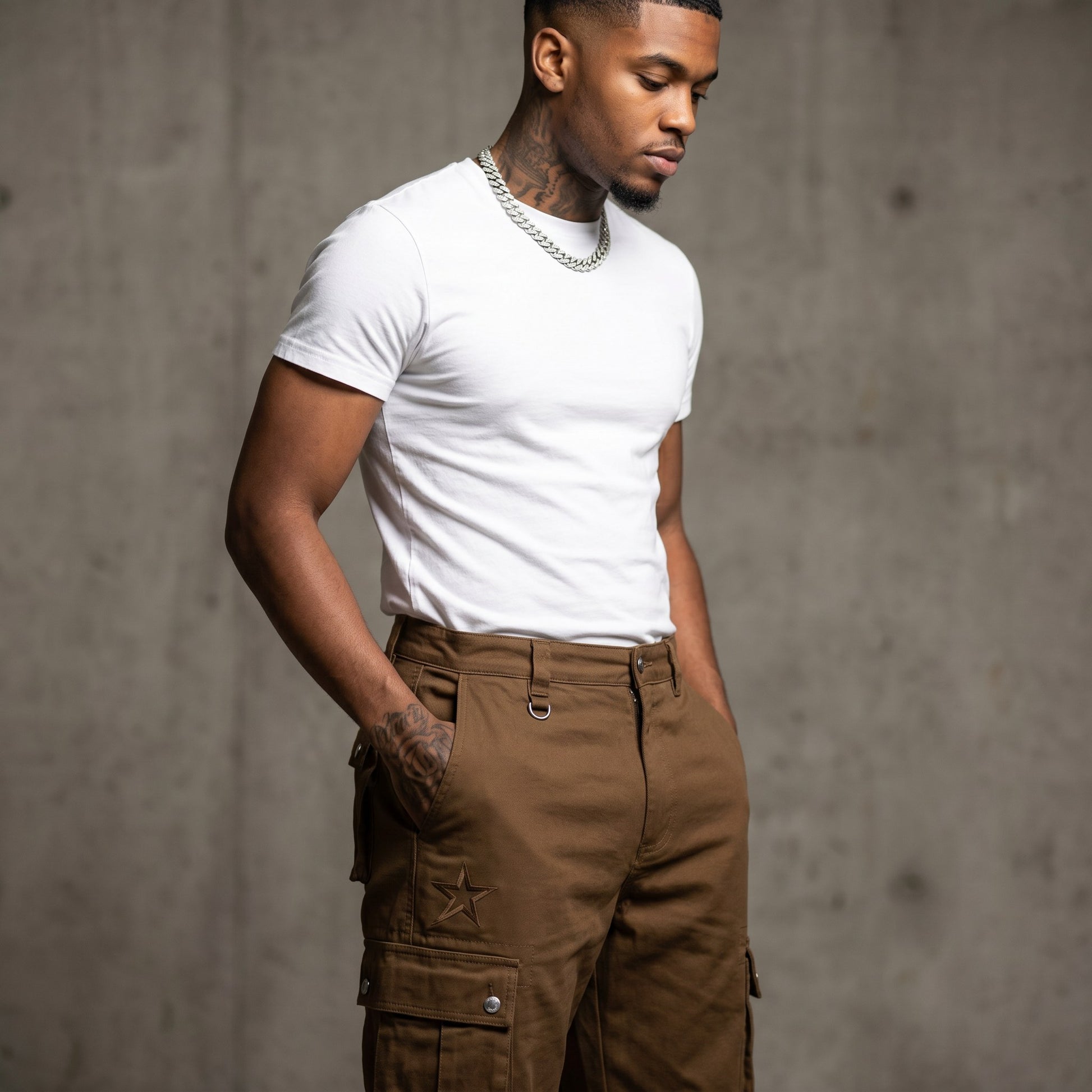 Tactical Cargo Pant Brown Field detail
