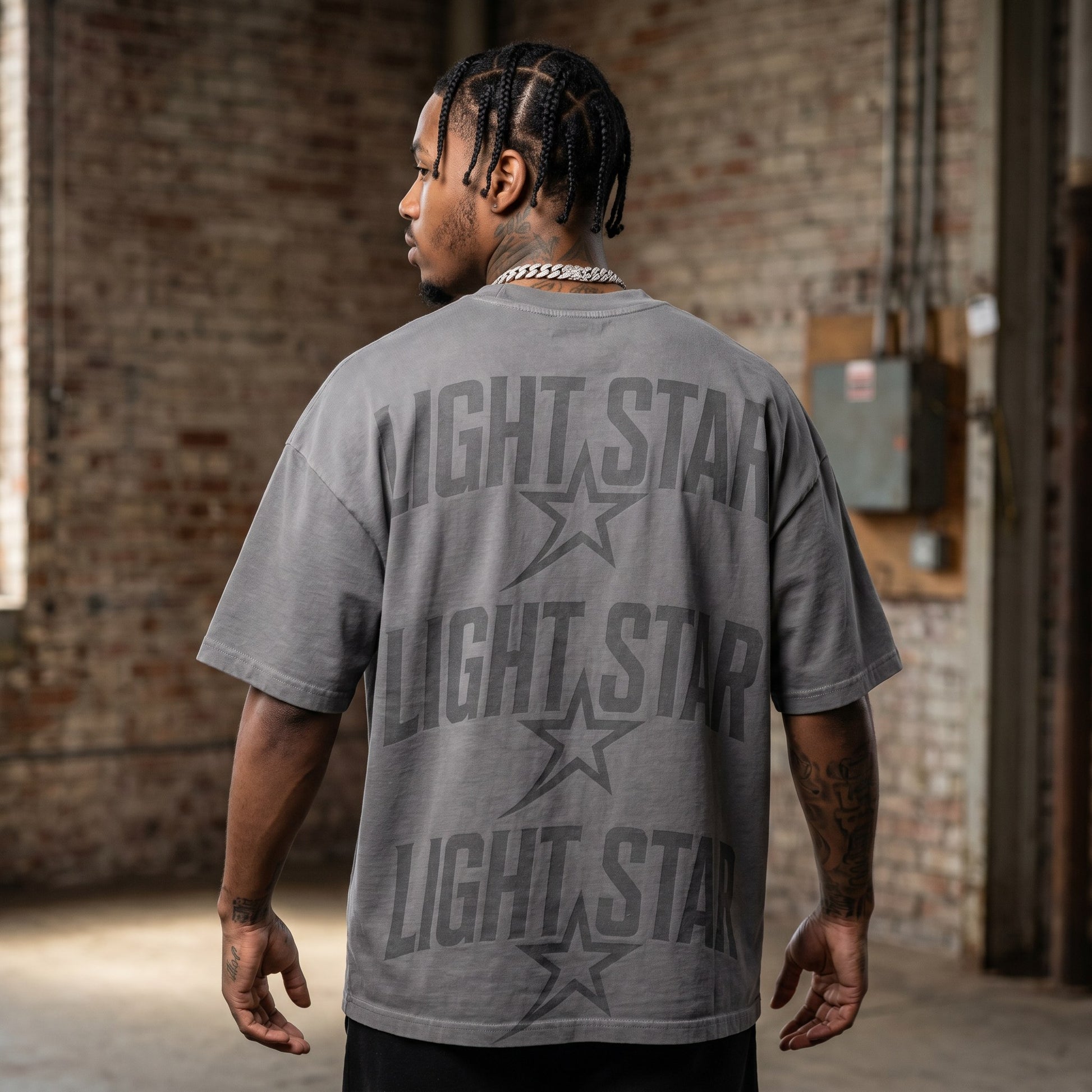 Tonal Embroidery Heavy Tee Cement Grey back