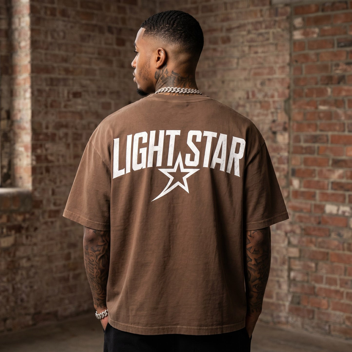 Tonal Embroidery Heavy Tee Faded Brown back