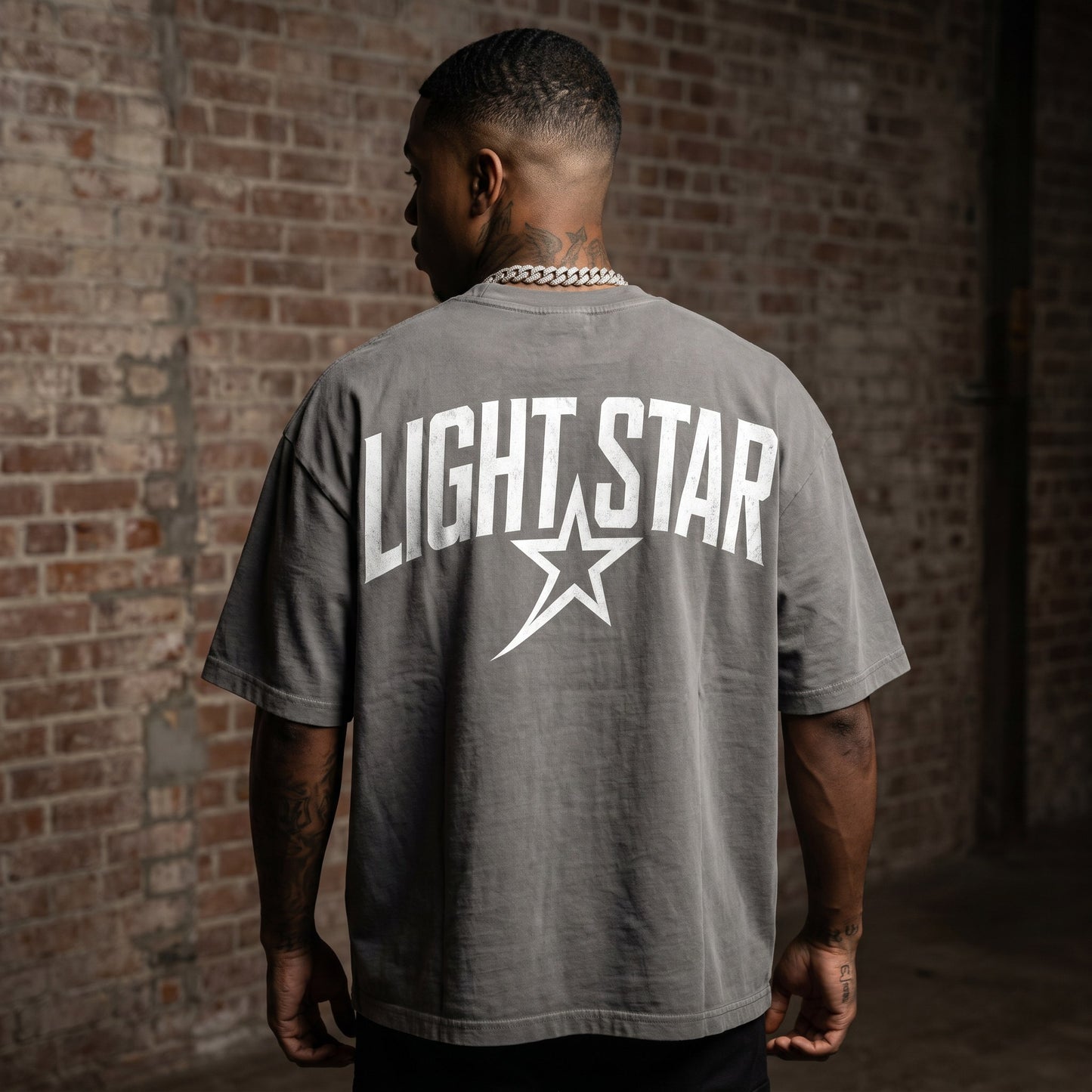 Tonal Star Heavy Tee Cement Grey back