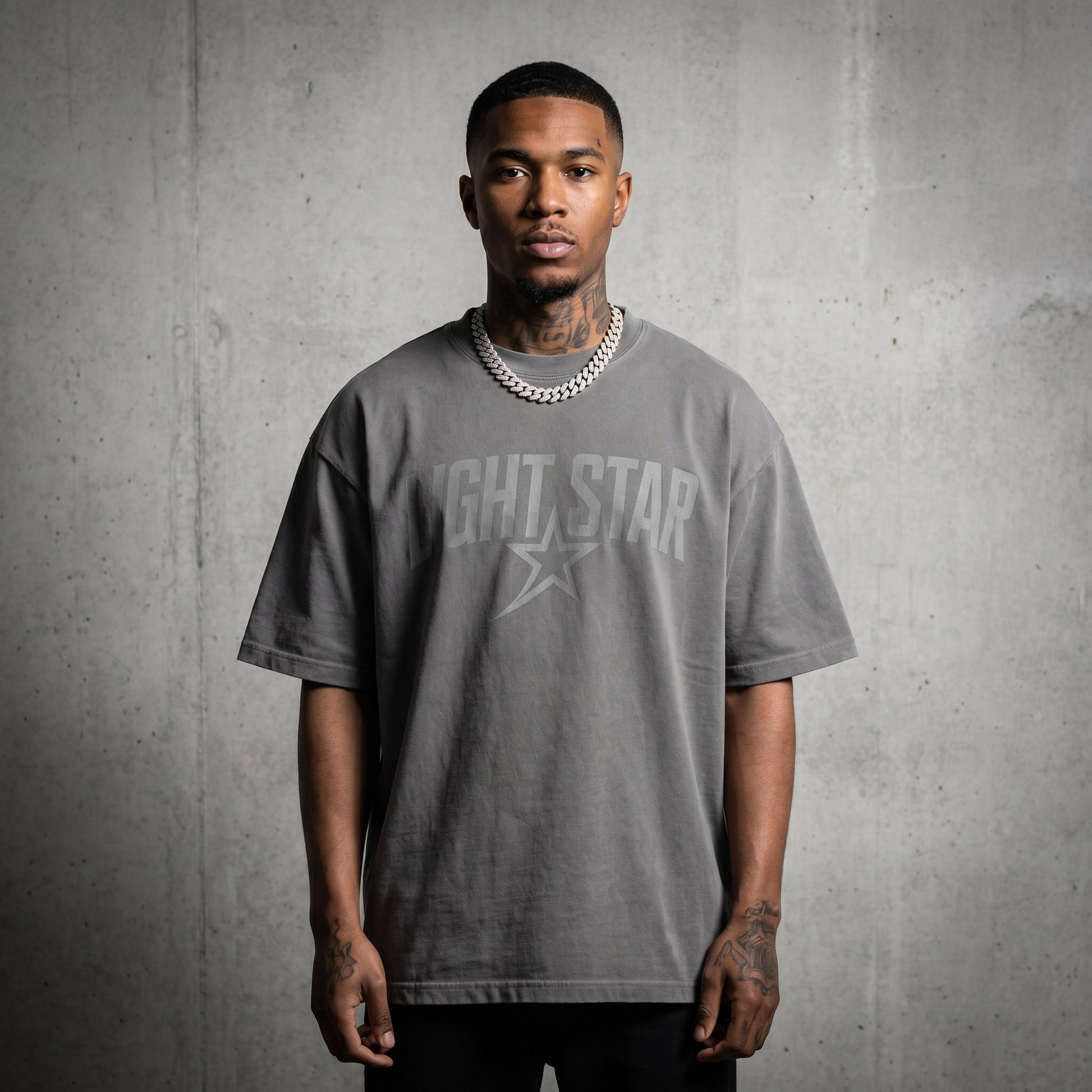 Tonal Star Heavy Tee Cement Grey front