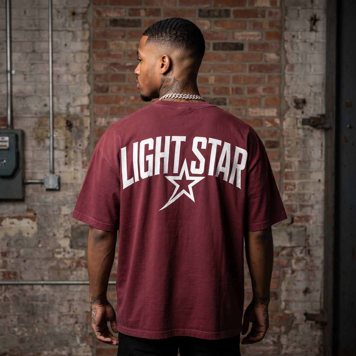 Tonal Star Heavy Tee Washed Burgundy back