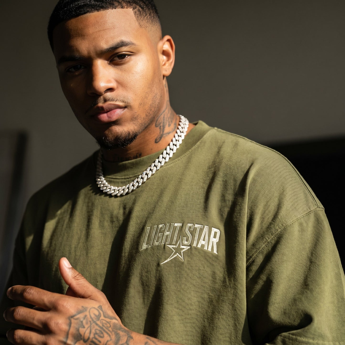 Tonal Wash Heavy Tee Olive Drab detail