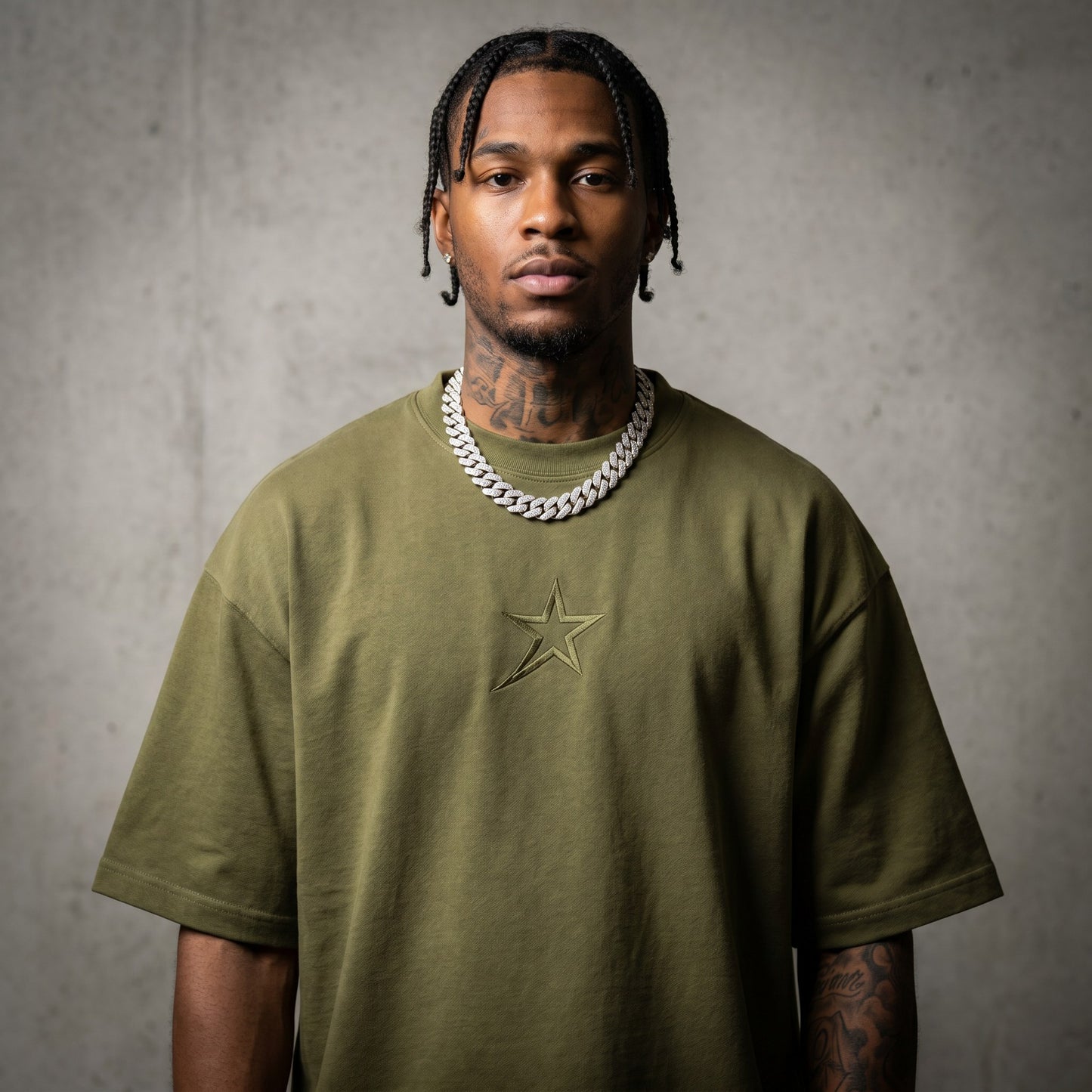 Tonal Wash Heavy Tee Olive Drab front