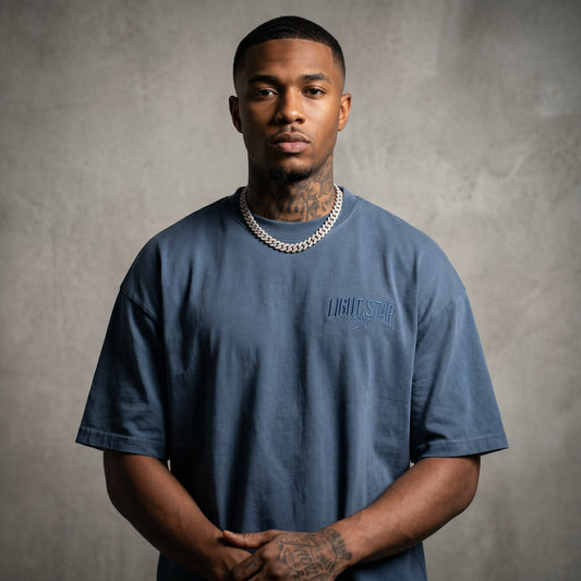 Tour Print Heavy Tee Slate Blue front