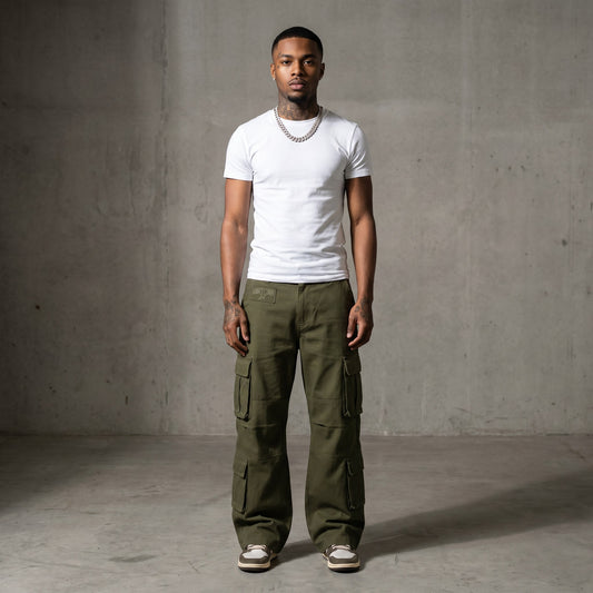 Wide Leg Cargo Olive Cargo front