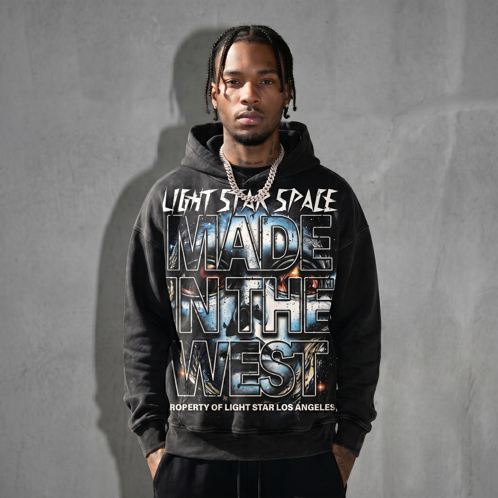 Made In The West Hoodie (Full Print) Washed Black front