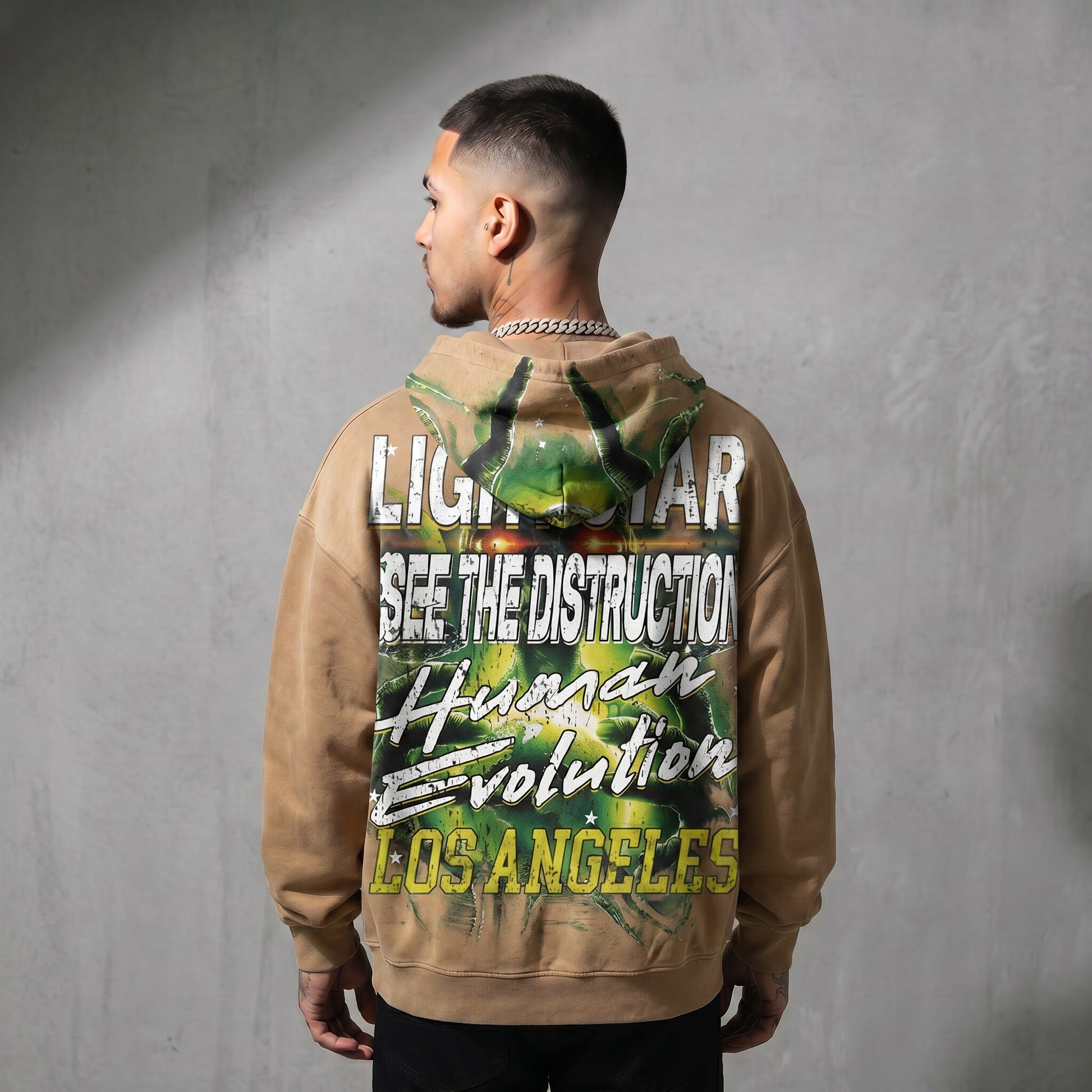 See The Distruction Zip Hoodie Desert Sand back
